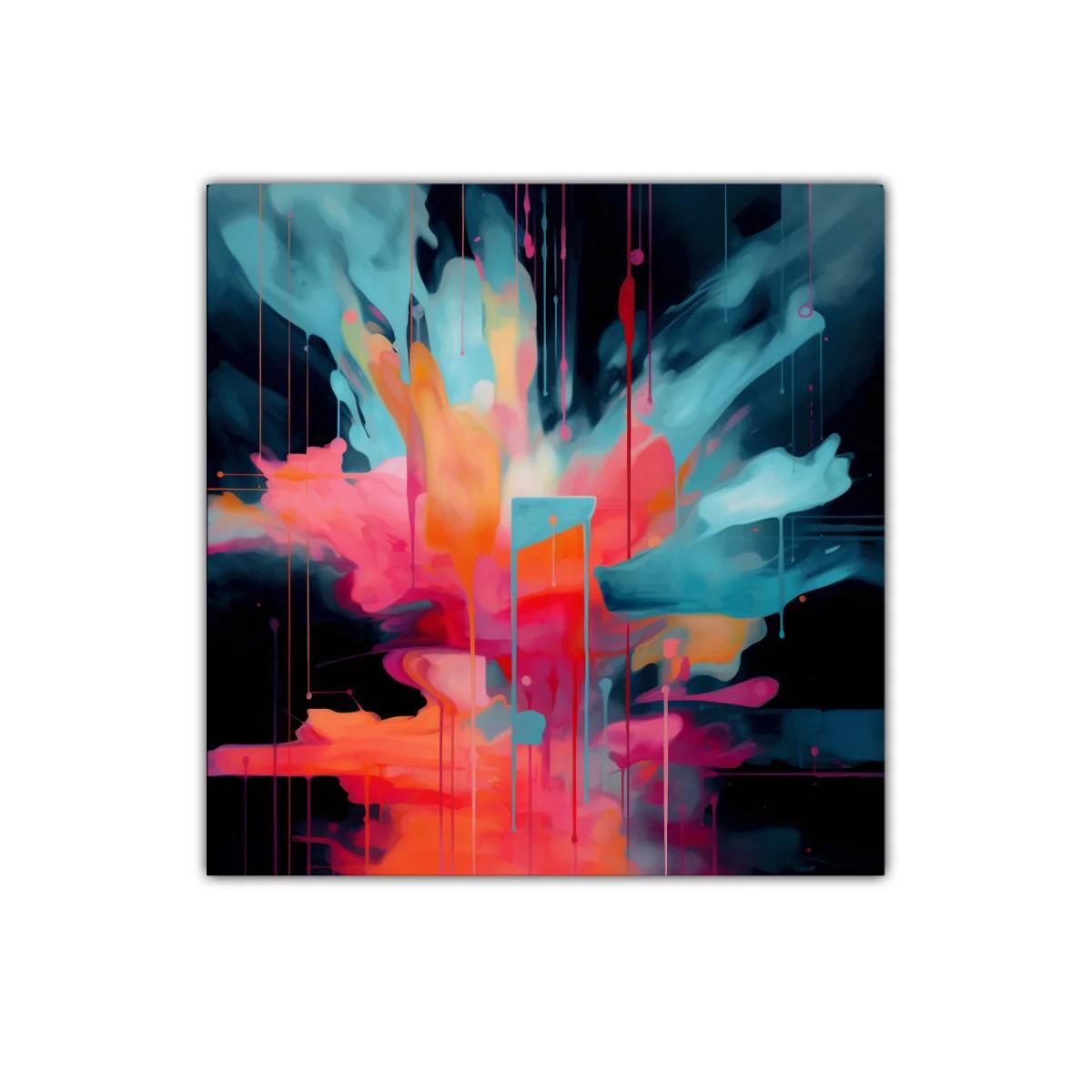 Explosión de colores vibrantes y formas fluidas en arte abstracto