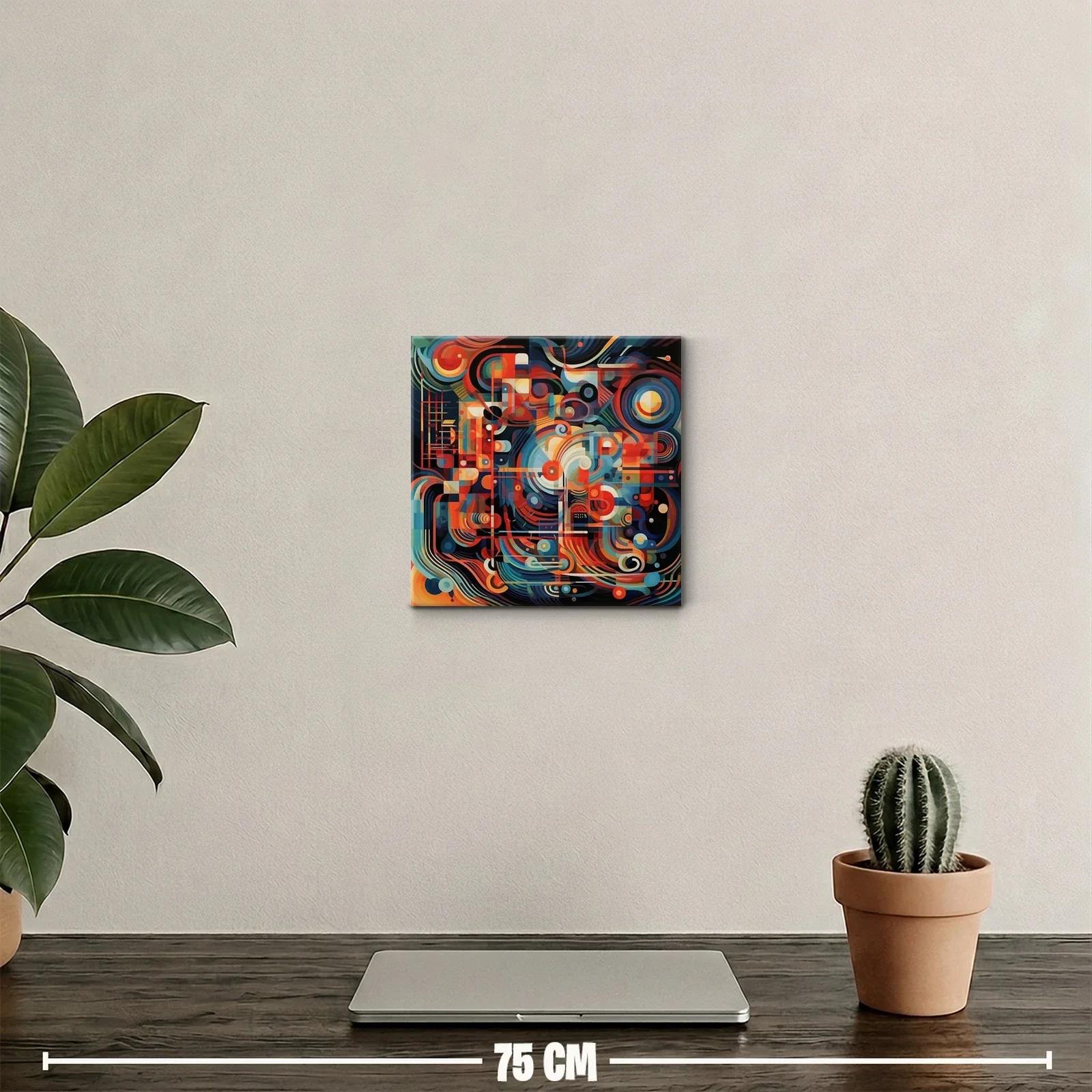Cuadro abstracto con formas geométricas y colores vibrantes — miniatura 2