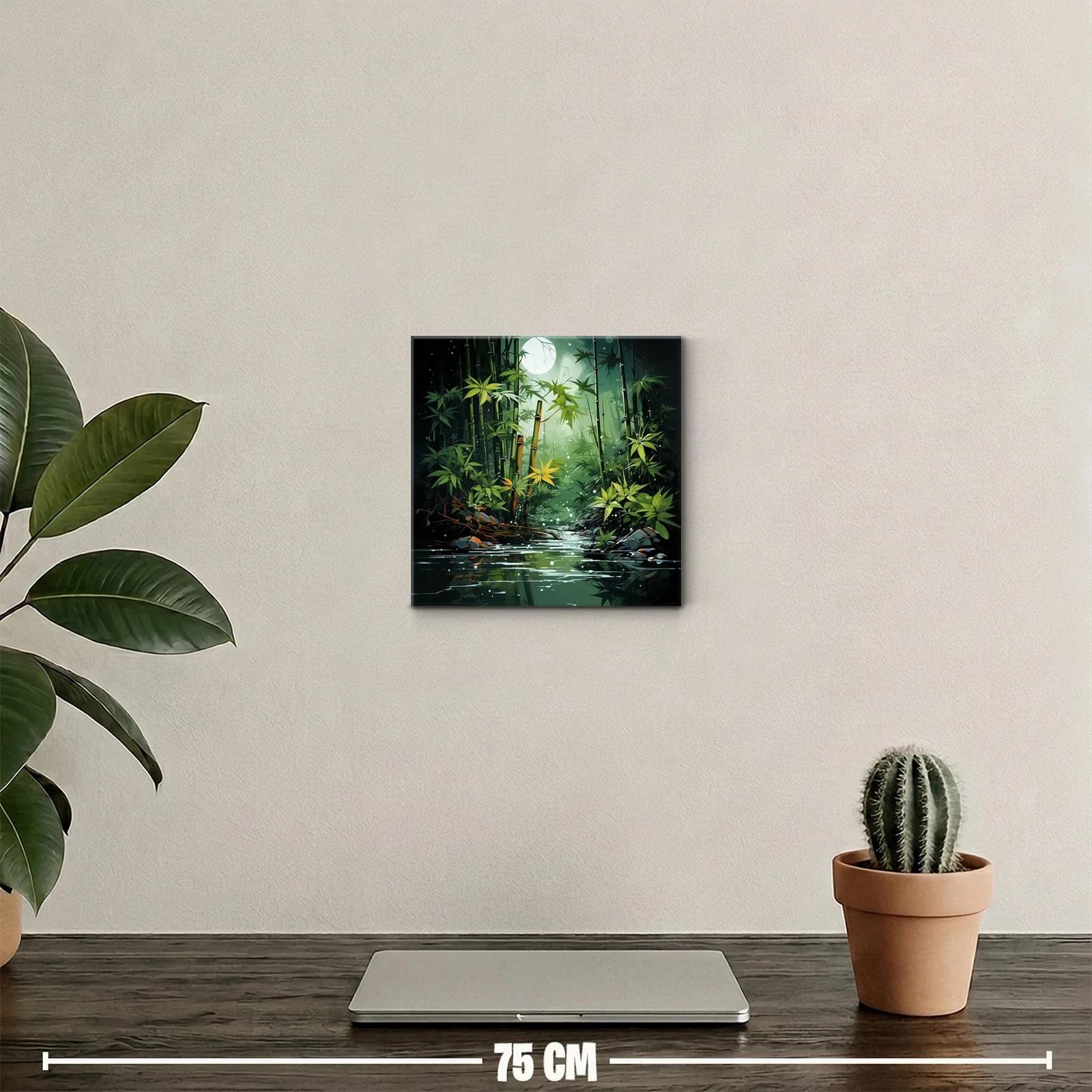 Bosque de bambú bajo la luz de luna llena en calma — miniatura 2