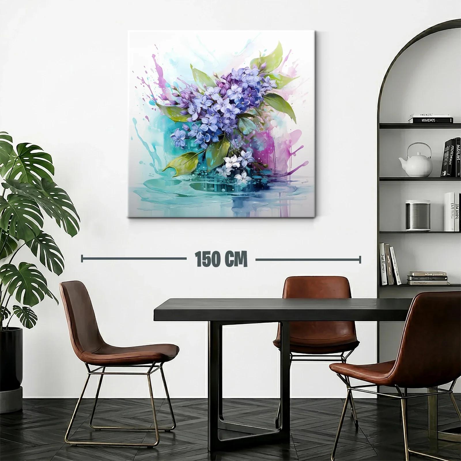 Cuadro floral con lilas y tonos acuarelados suaves — miniatura 2