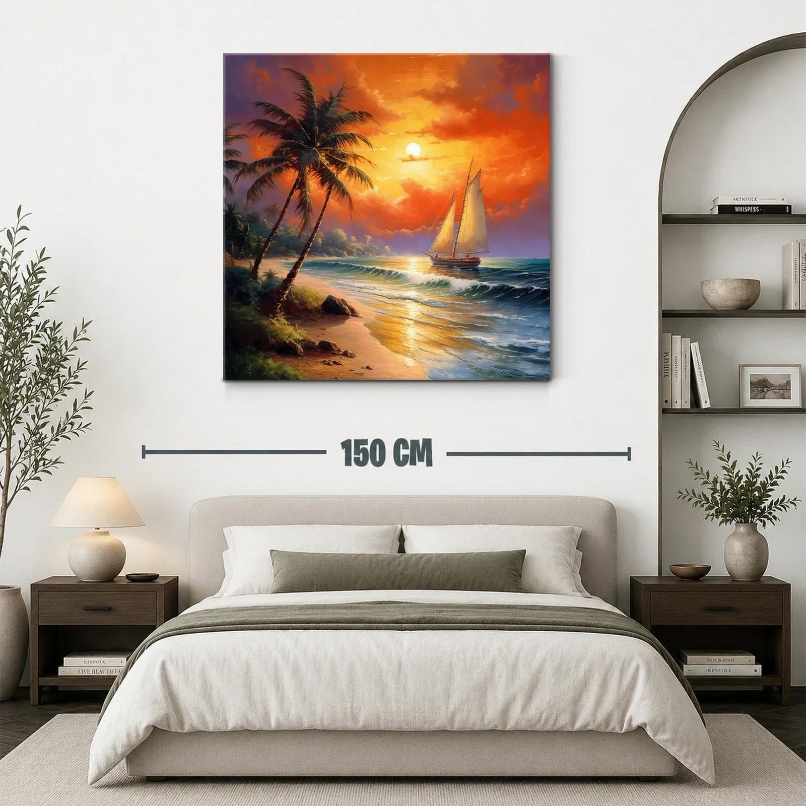 Atardecer tropical con velero navegando en el mar — miniatura 3
