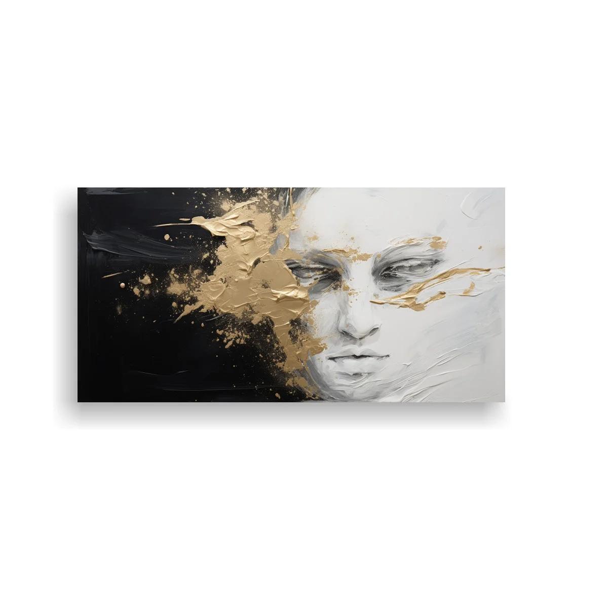 Cuadro rostro femenino con salpicadura dorada — imagen principal