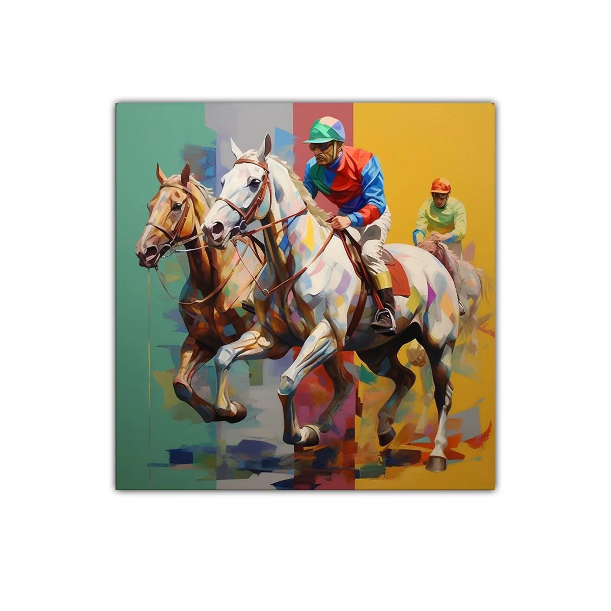Carrera de caballos con colores vibrantes y energía dinámica — imagen principal