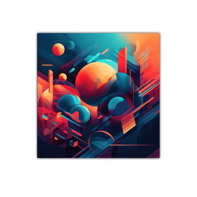 Composición vibrante con formas geométricas y contrastes intensos