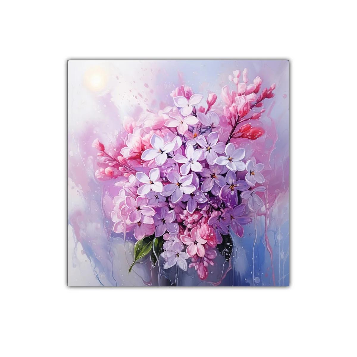 Cuadro decorativo ramo floral en tonos lilas y rosas suaves — imagen principal