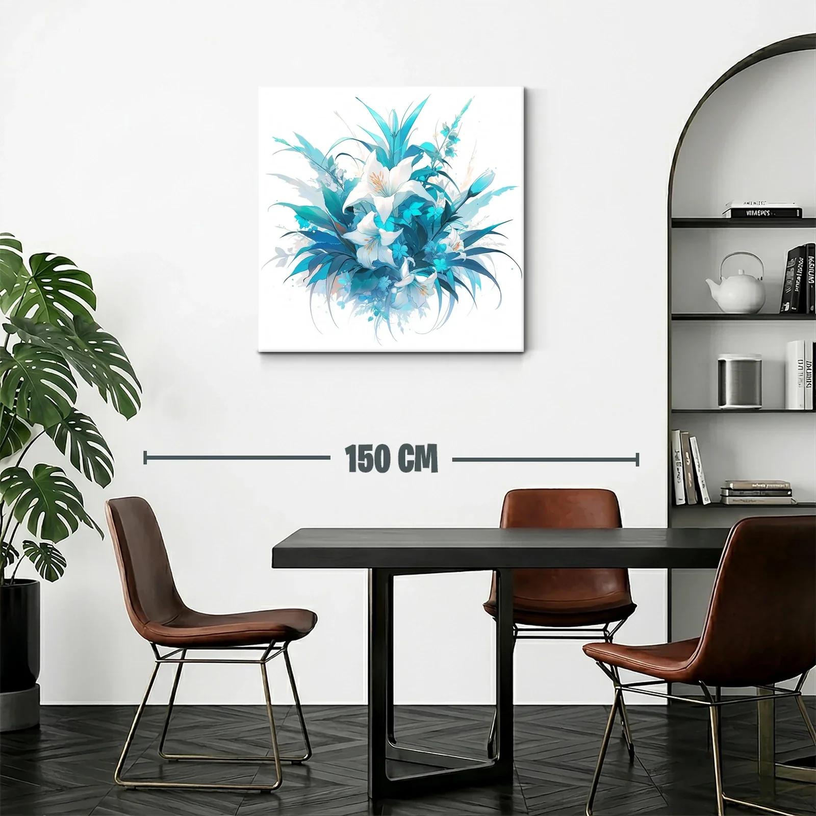 Cuadro floral con lirios en tonos azules y blancos — miniatura 2