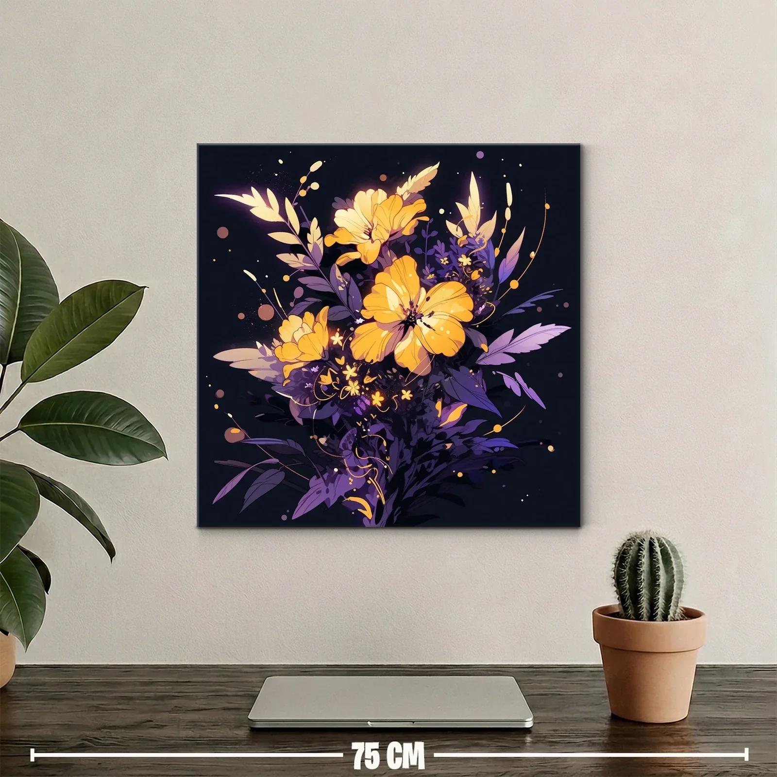 Ramo vibrante de flores amarillas con tonos púrpuras — miniatura 2