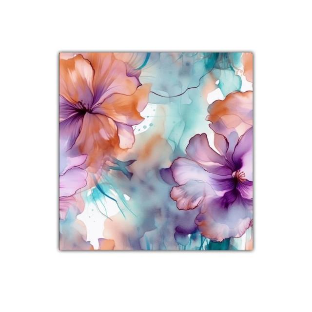 Cuadro decorativo floral en tonos cálidos y suaves acuarelados