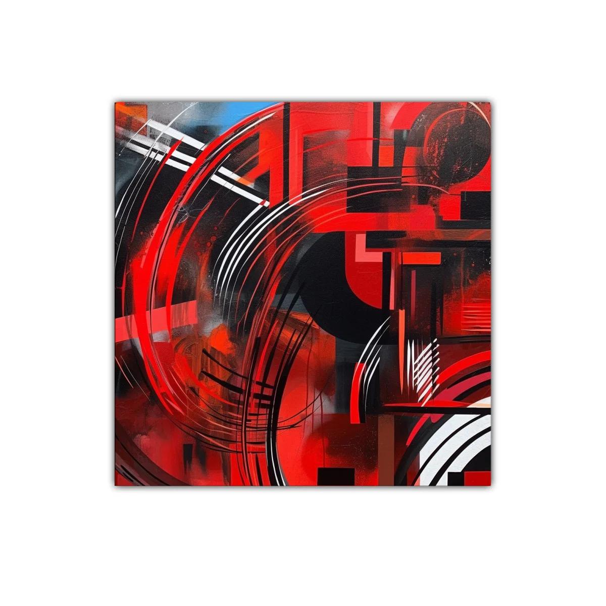 Cuadro decorativo abstracto en vibrante paleta roja y negra