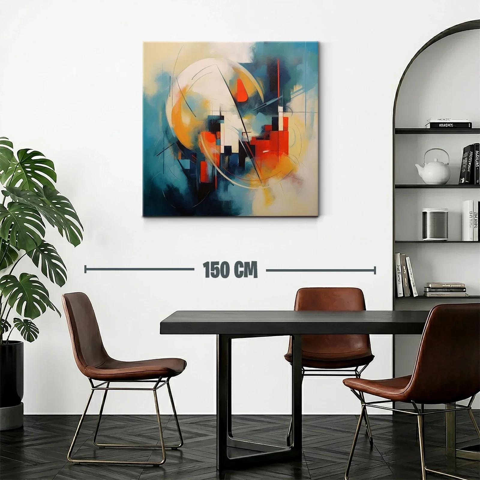 Composición abstracta con tonos cálidos y fríos vibrantes — miniatura 2