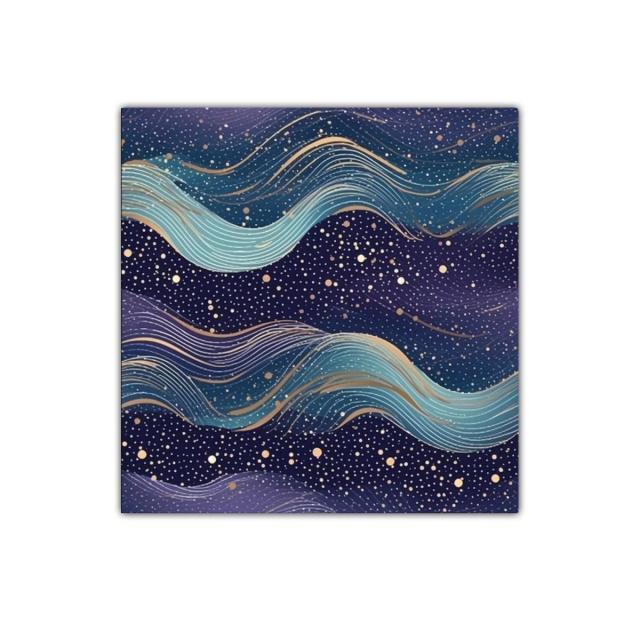 Cuadro decorativo con ondas fluidas y toques dorados