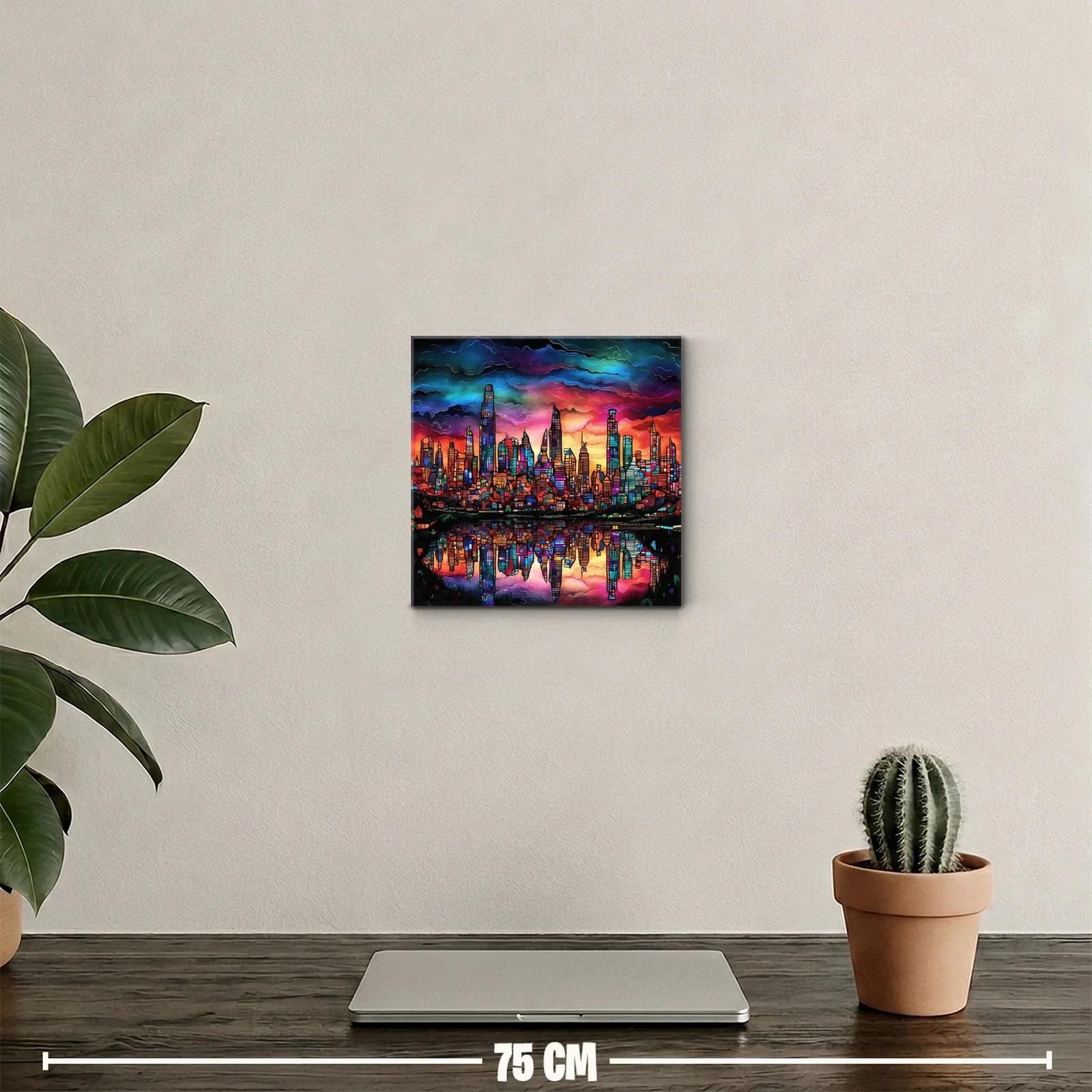 Ciudad nocturna vibrante con reflejos de luces multicolor — miniatura 2