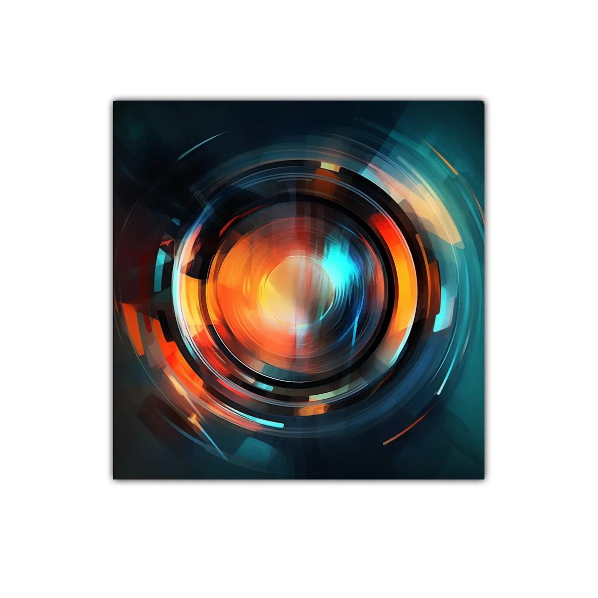 Composición circular con vibrantes contrastes cálidos y fríos