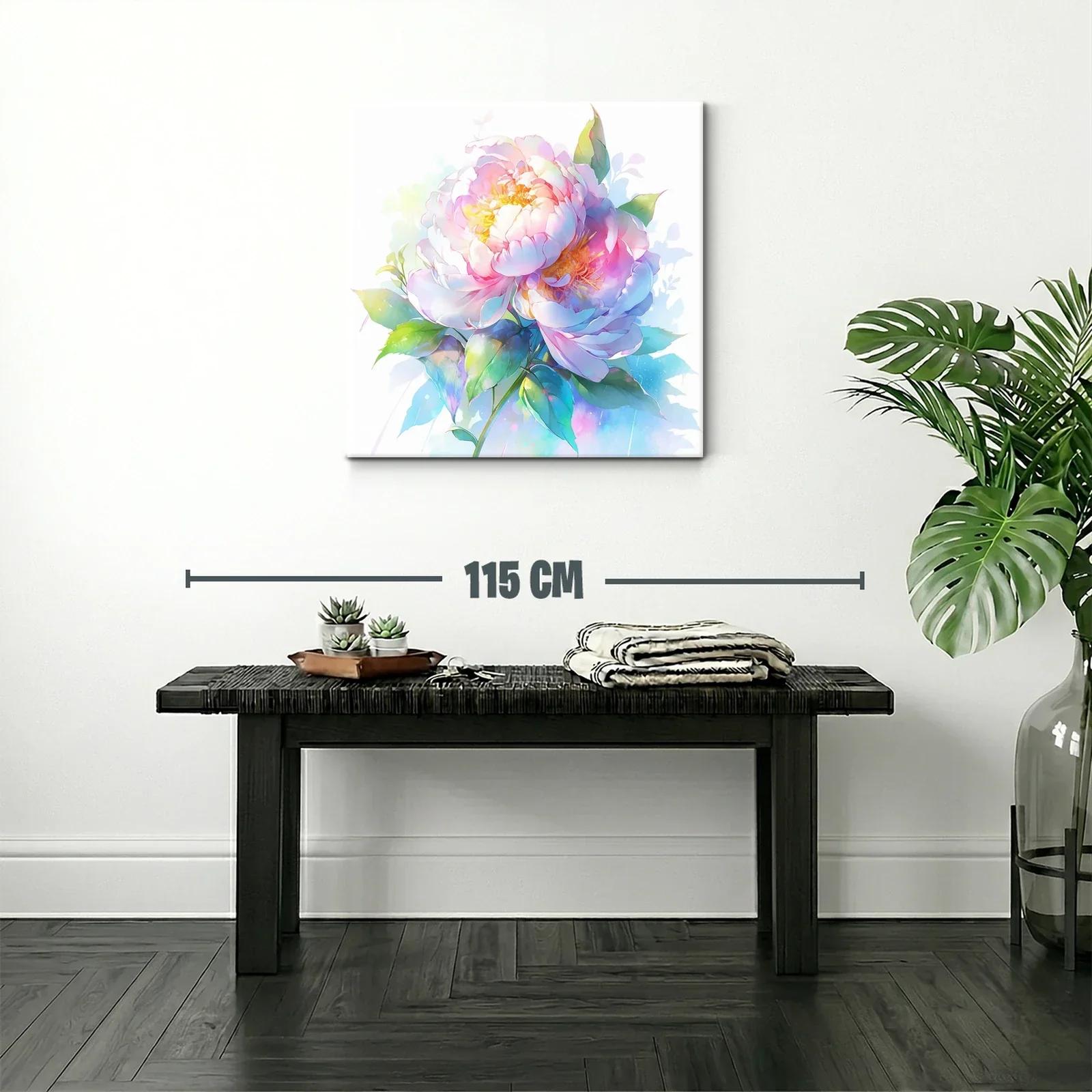Cuadro floral con peonías en tonos suaves y vibrantes — miniatura 2