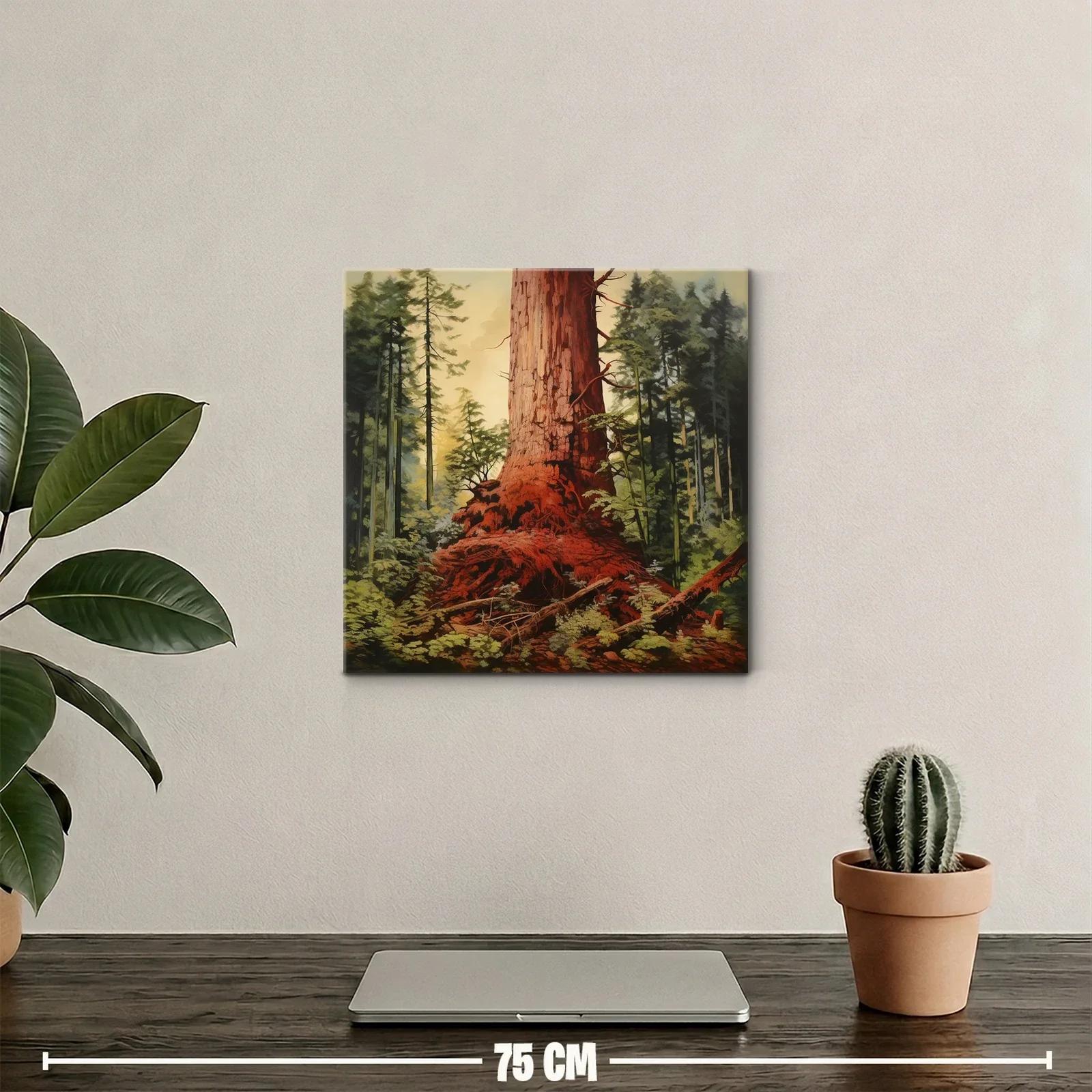Majestuoso Tronco en Bosque Verde y Tonos Cálidos — miniatura 2