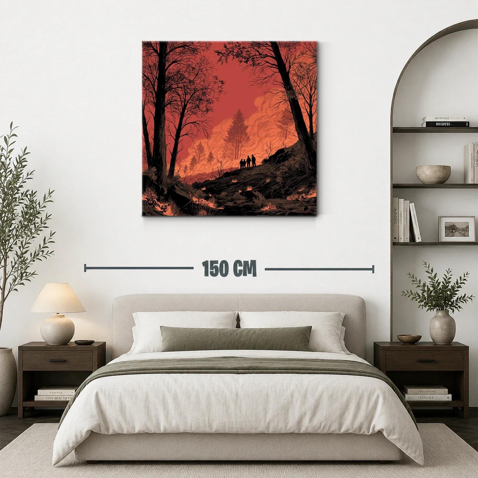 Atardecer intenso con siluetas entre árboles en llamas — miniatura 3