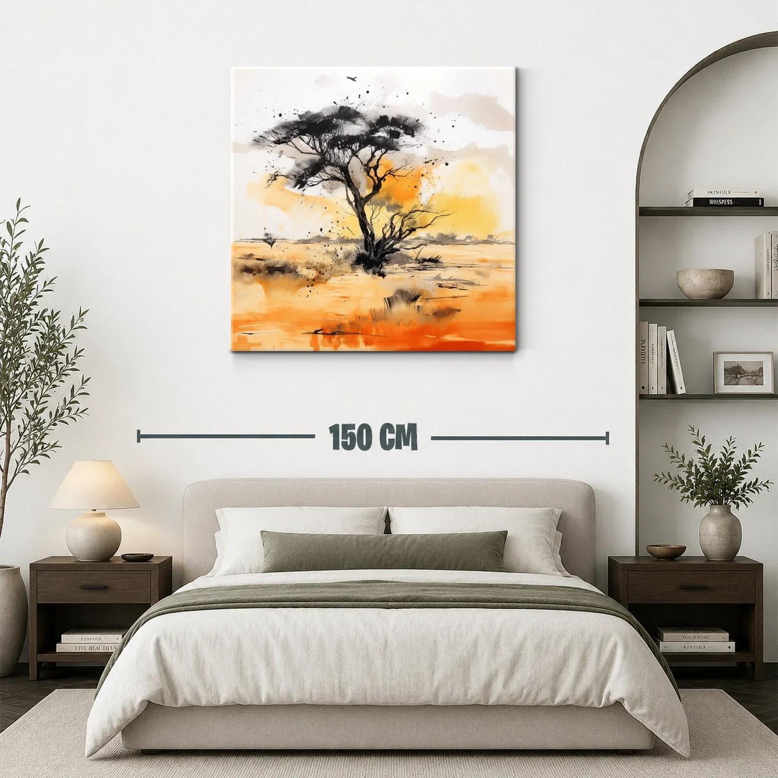 Árbol solitario al atardecer en horizonte desértico — miniatura 3