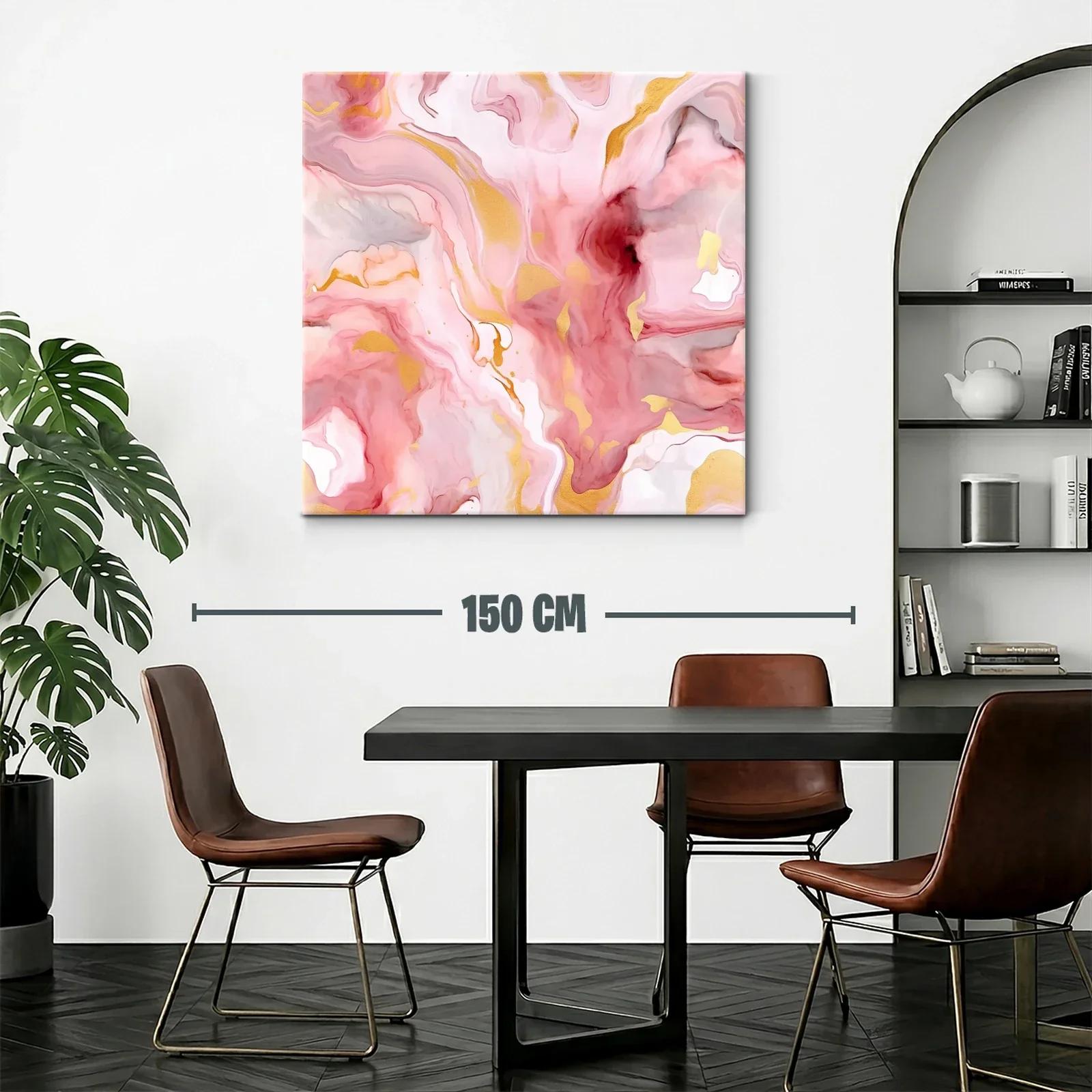 Cuadro abstracto con tonos rosas dorados y suaves detalles — miniatura 2