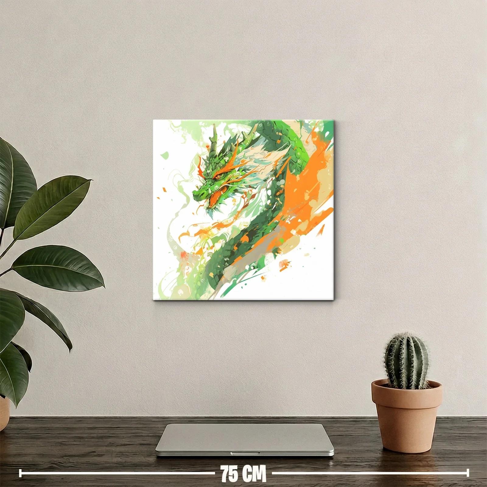 Dragón verde en movimiento lleno de energía y fuerza — miniatura 2