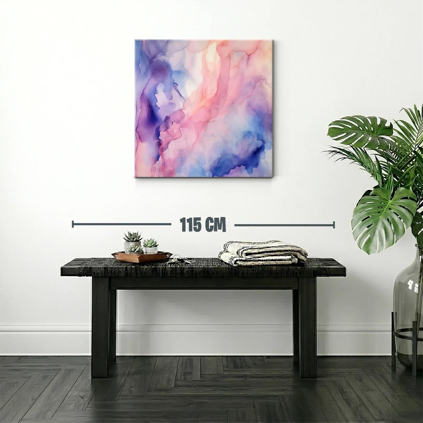 Cuadro abstracto con suaves tonalidades pastel y azules — miniatura 2