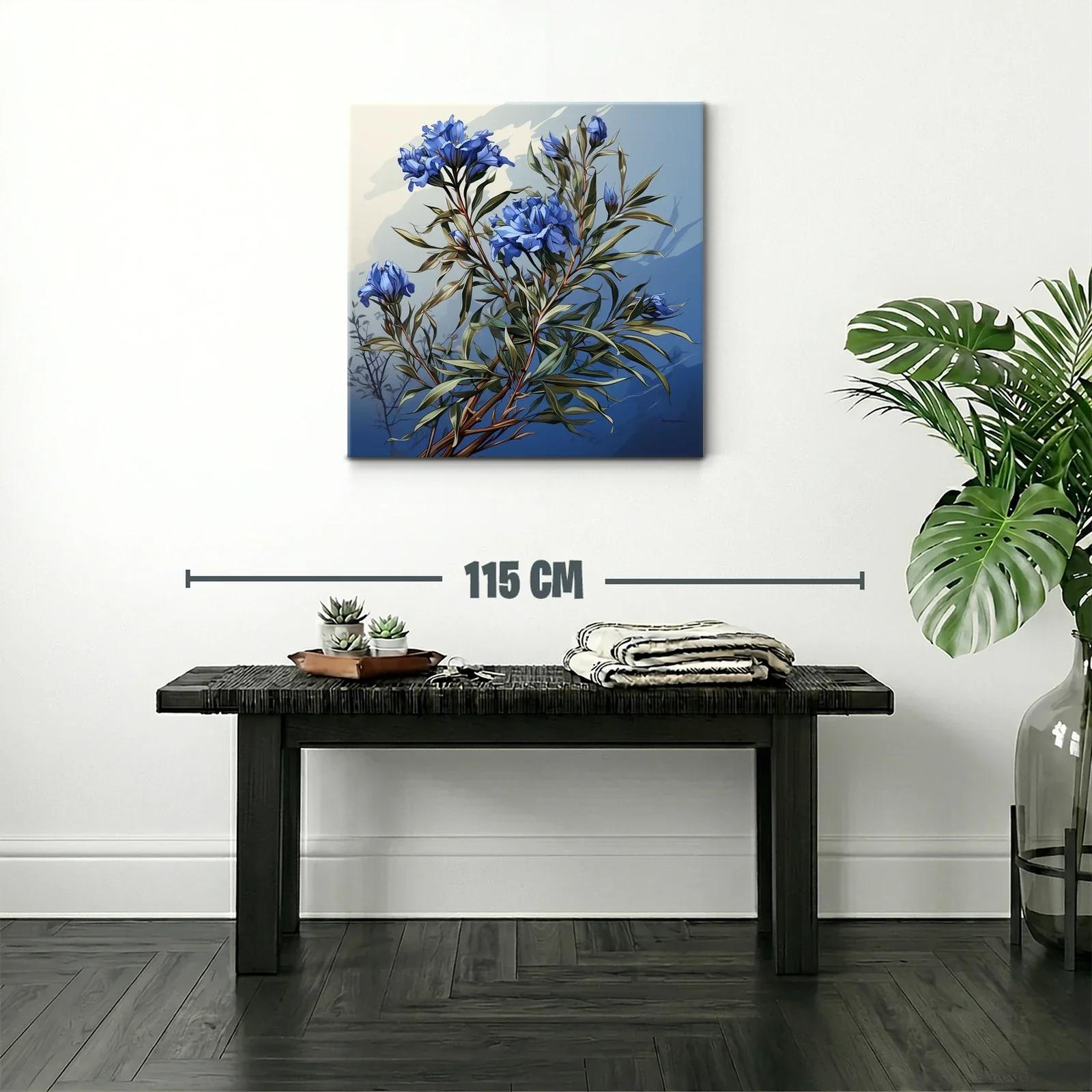 Ramas con flores azules sobre fondo degradado — miniatura 2