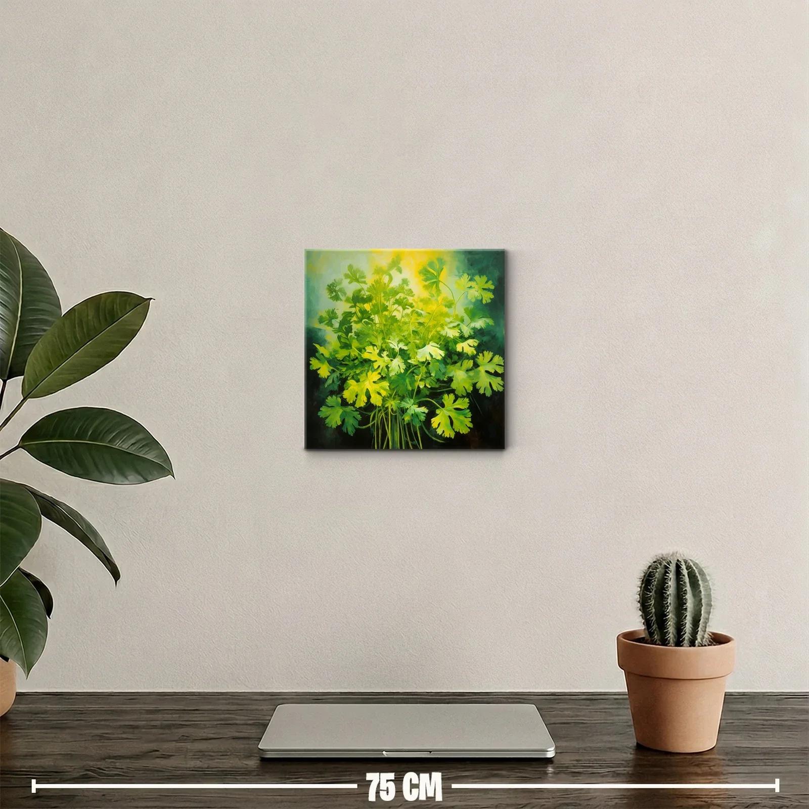 Cuadro decorativo con vibrante ramo de hojas verdes y amarillas — miniatura 2