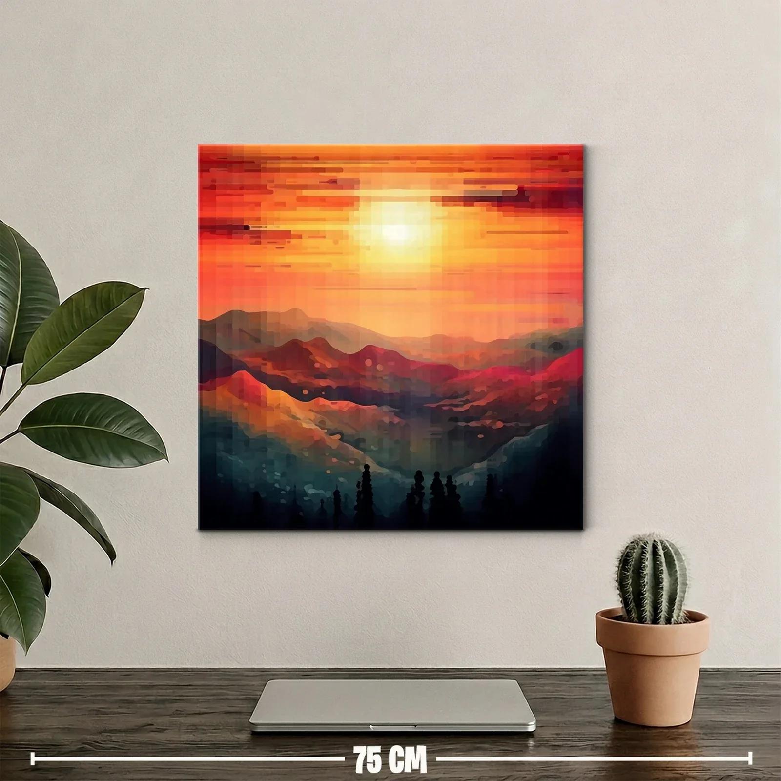 Paisaje de montaña con sol poniente en tonos cálidos — miniatura 2