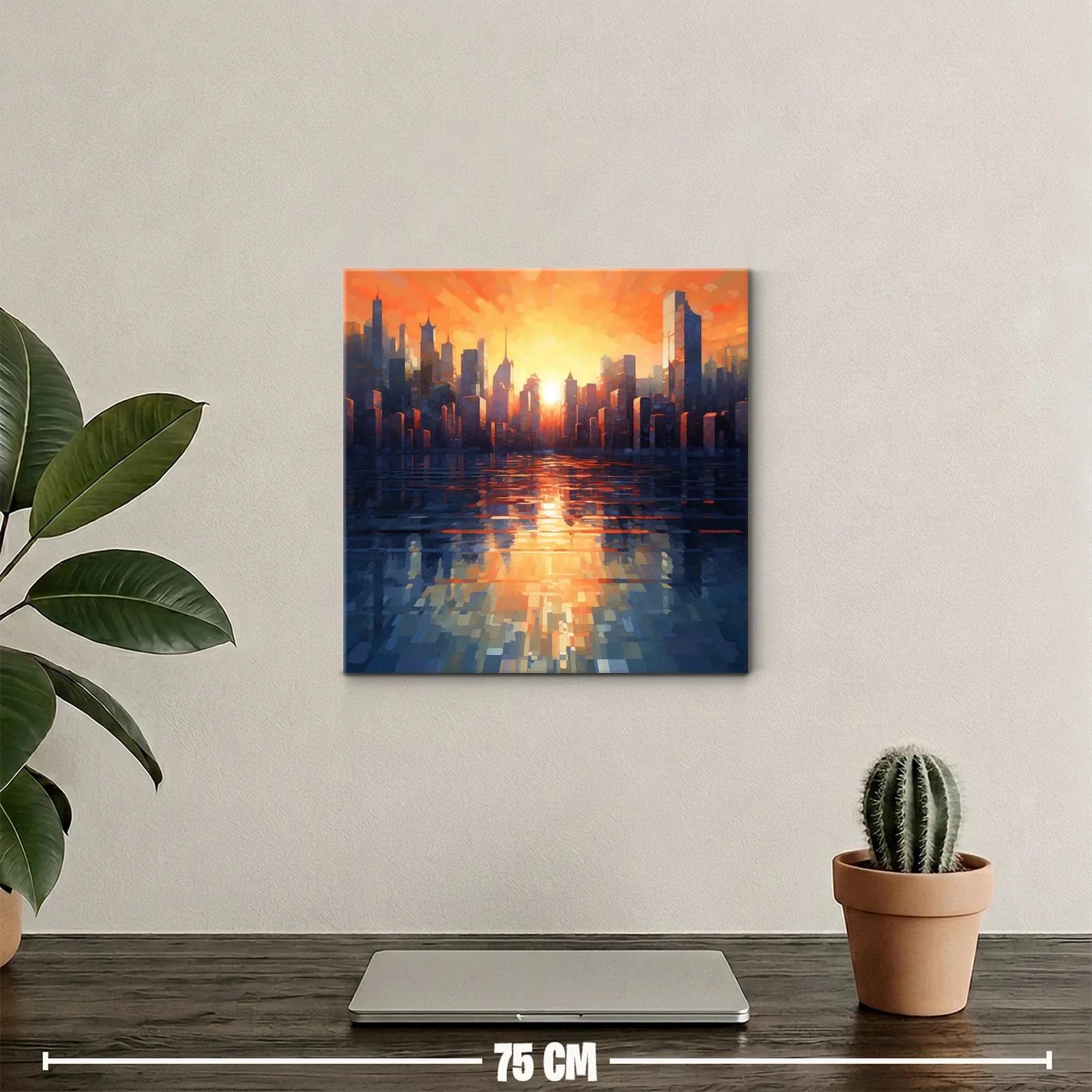 Atardecer vibrante en la silueta de la ciudad moderna — miniatura 2