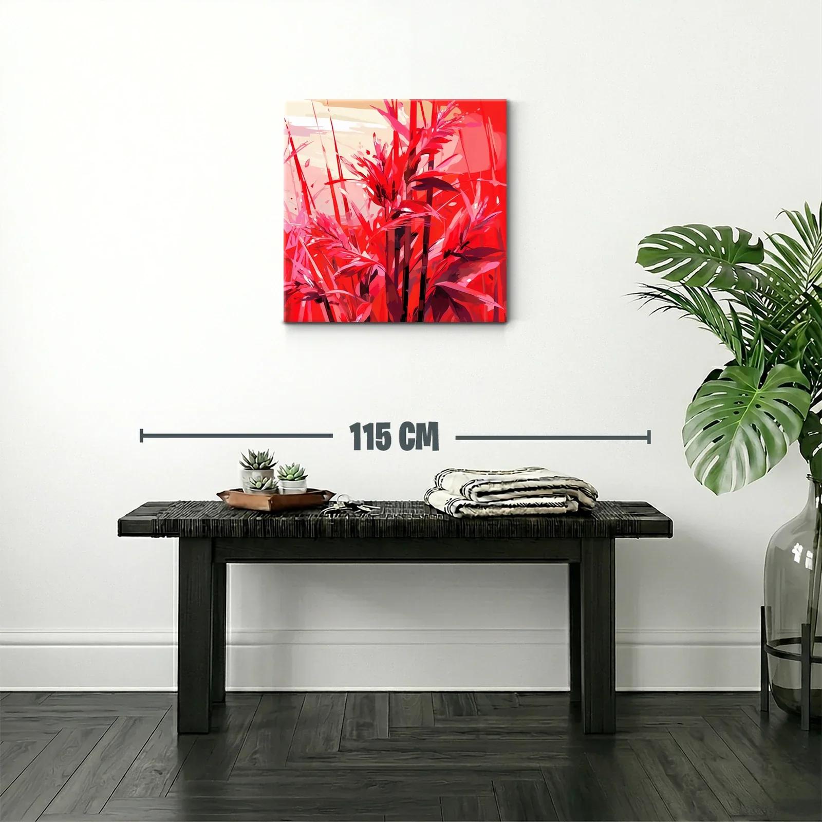 Cuadro floral vibrante con tonos rojos intensos — miniatura 2