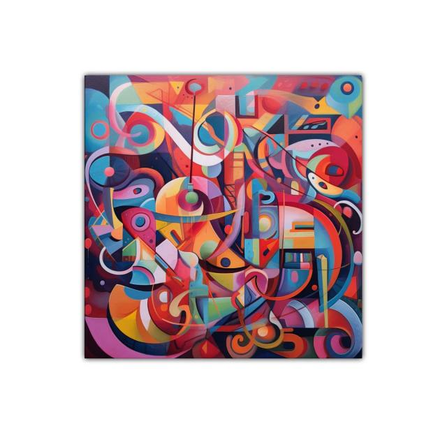 Cuadro abstracto colorido con formas geométricas y armonía visual