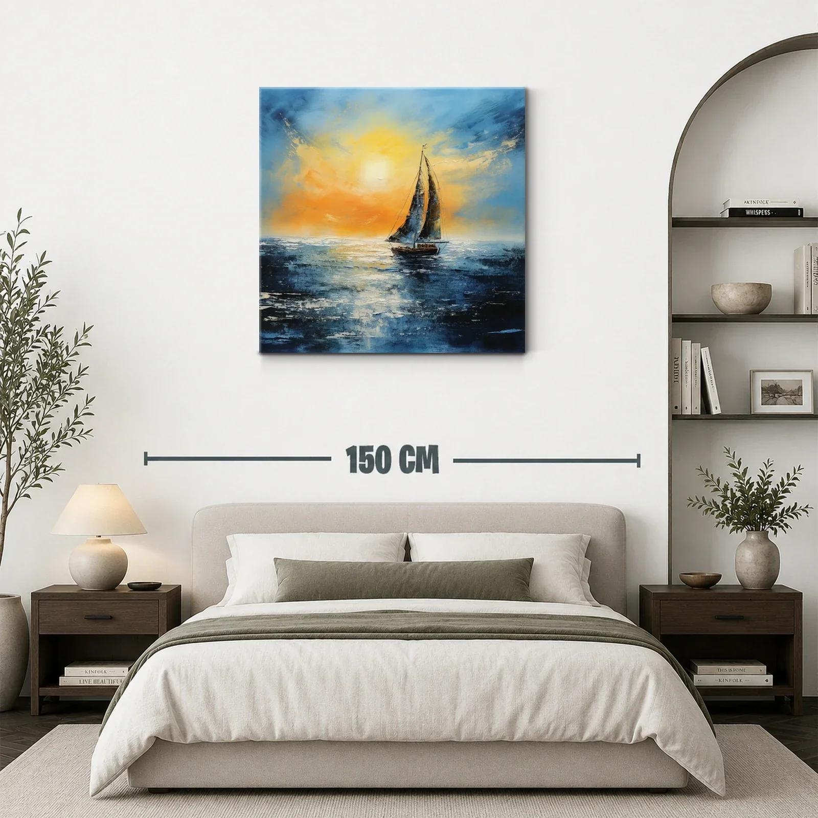 Velero navegando al atardecer sobre mar sereno — miniatura 3