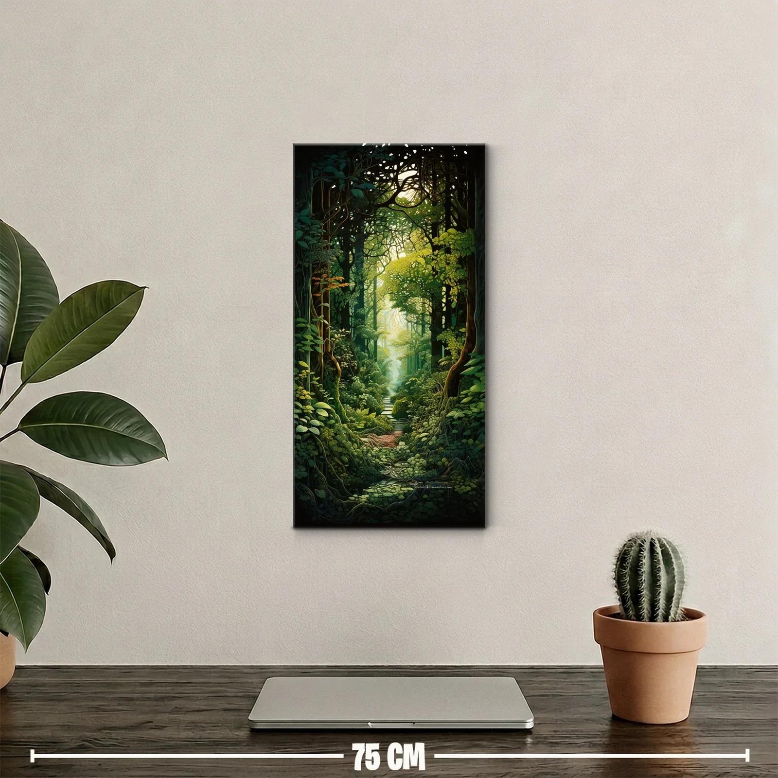 Cuadro bosque frondoso con arroyo y piedras cubiertas de musgo — miniatura 2