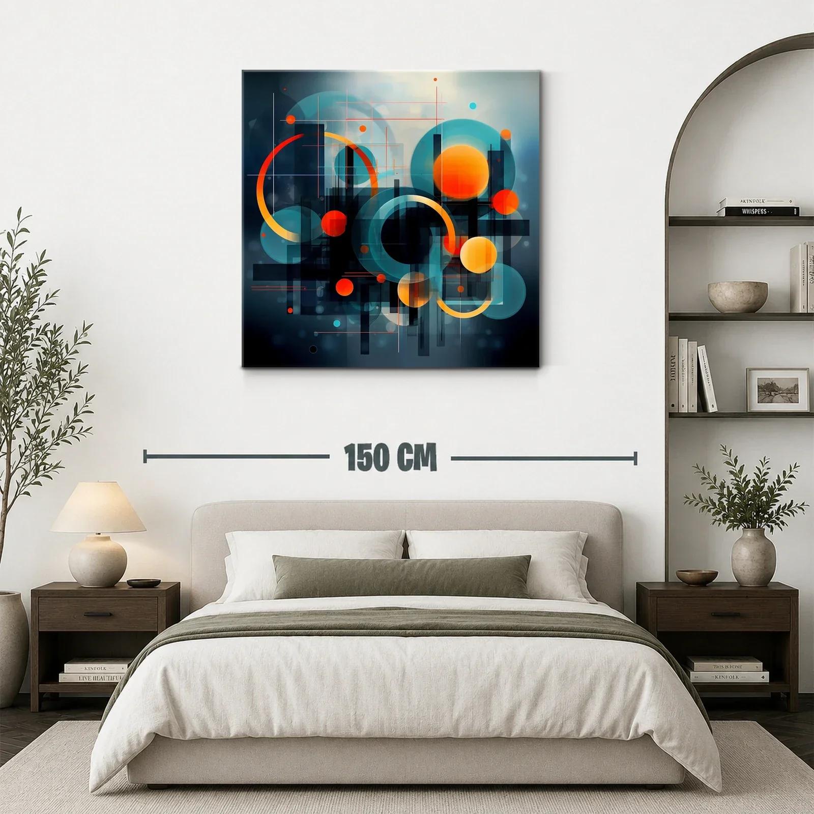 Composición abstracta con círculos y líneas en tonos vibrantes — miniatura 3