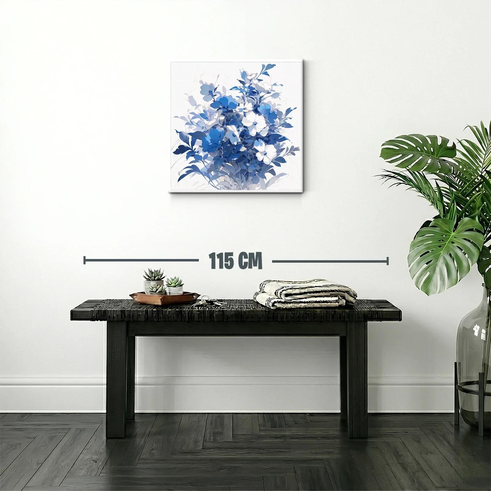 Cuadro floral en tonos azules y blancos elegante y sereno — miniatura 2