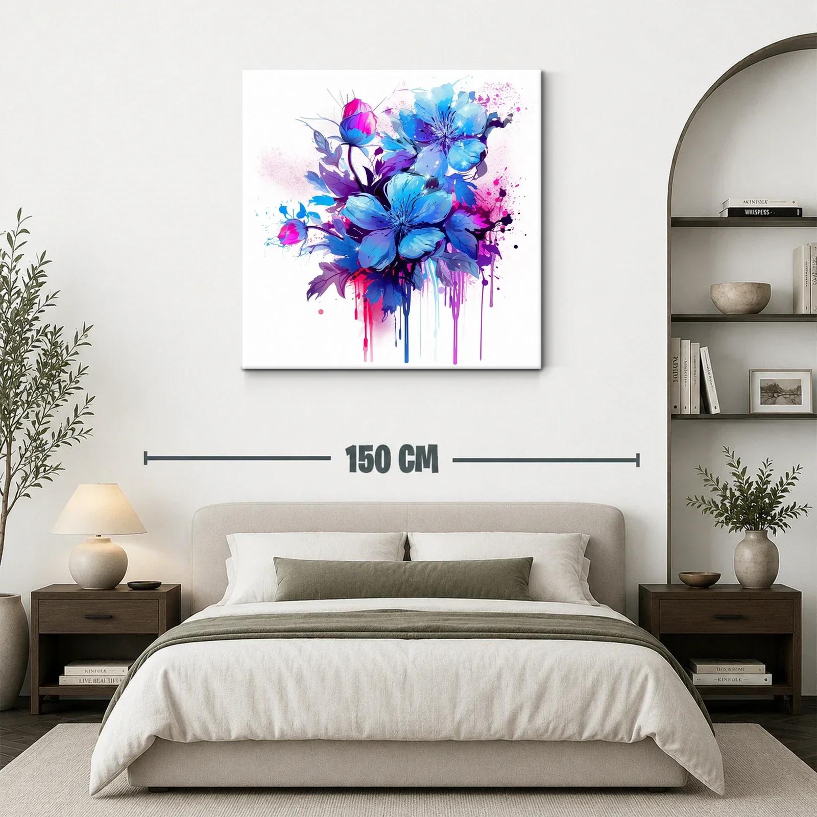 Ramo vibrante de flores azules con acentos fucsia — miniatura 3