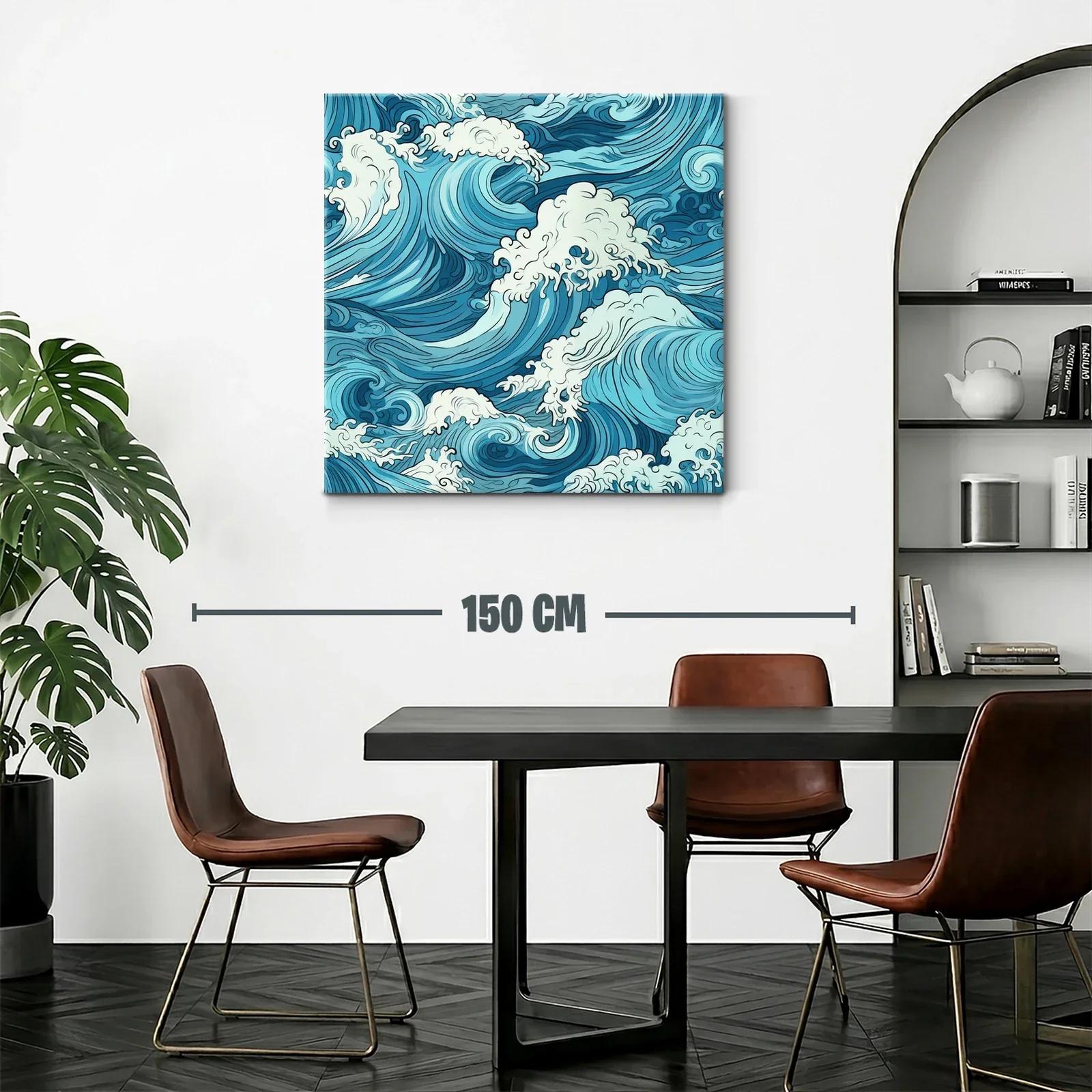Impresionante obra con olas azules y espuma marina — miniatura 2