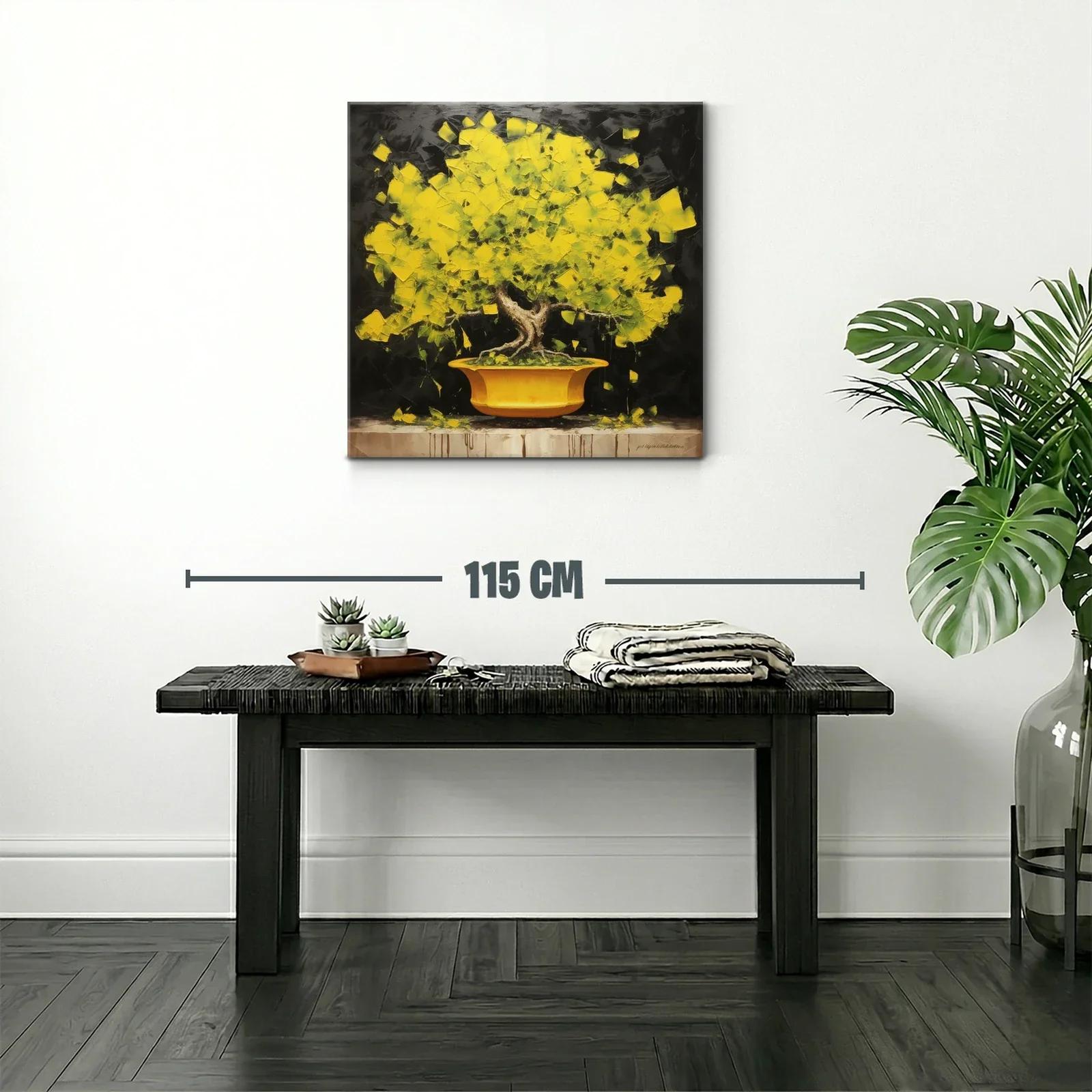 Árbol amarillo vibrante sobre fondo oscuro — miniatura 2