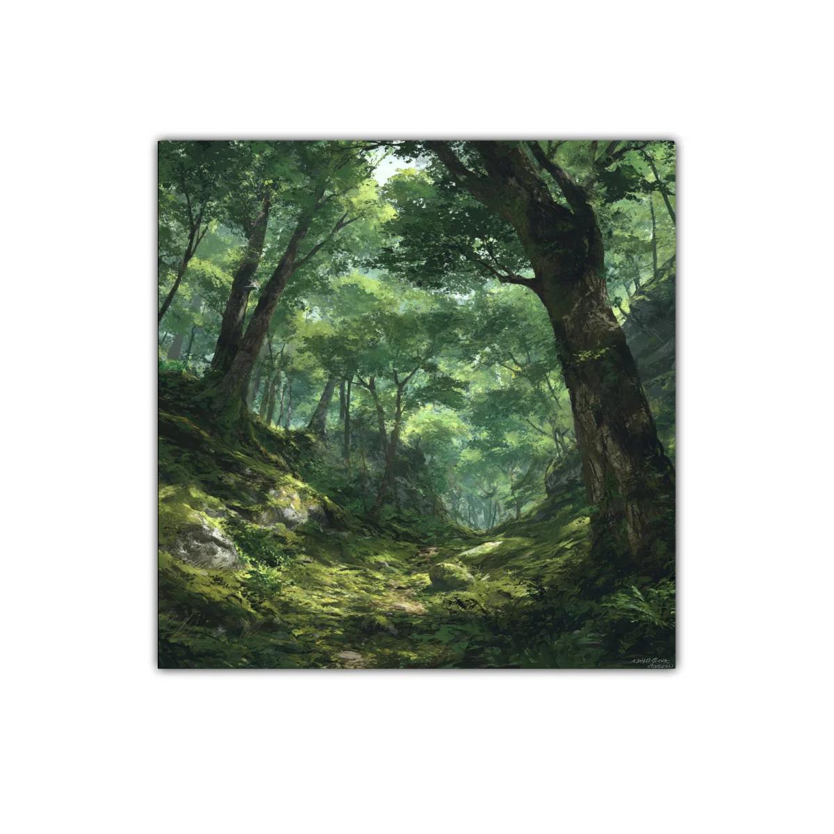 Bosque frondoso con luz natural y verdes intensos — imagen principal