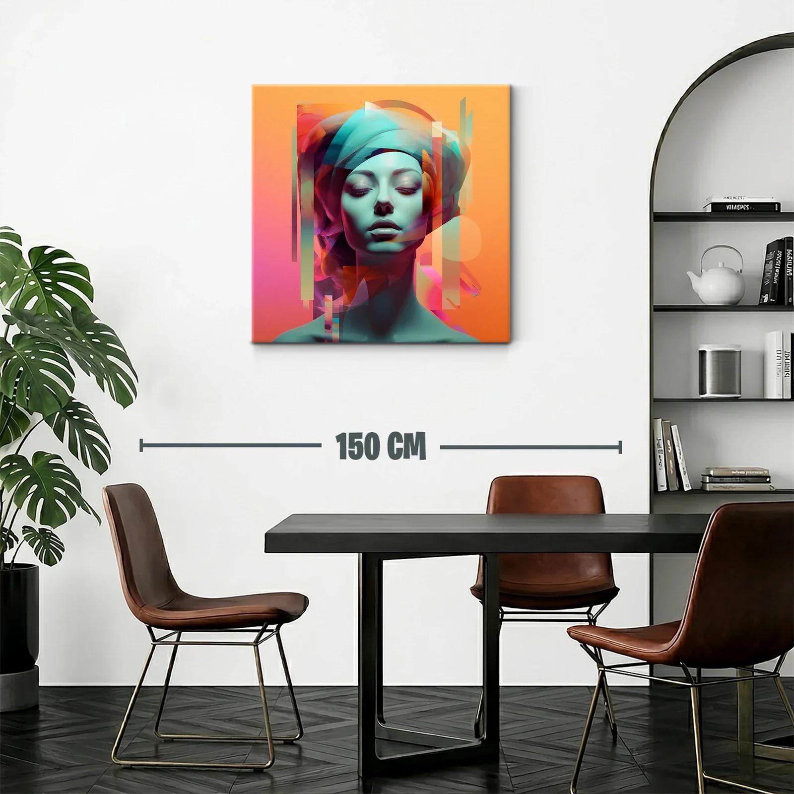 Retrato femenino con formas abstractas en tonos vibrantes — miniatura 2