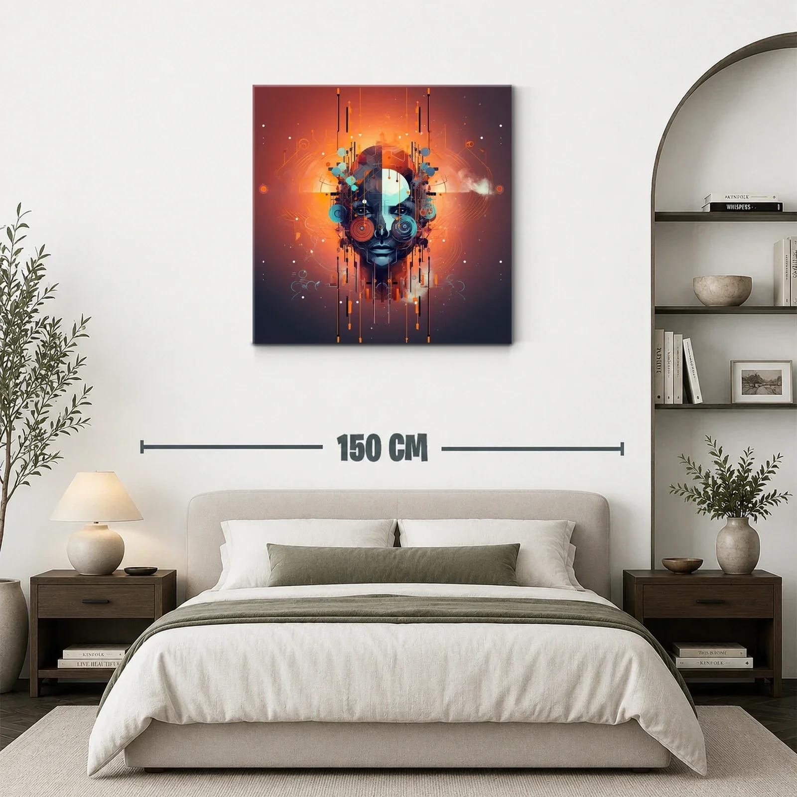 Rostro futurista con vibrantes tonalidades naranjas y azules — miniatura 3