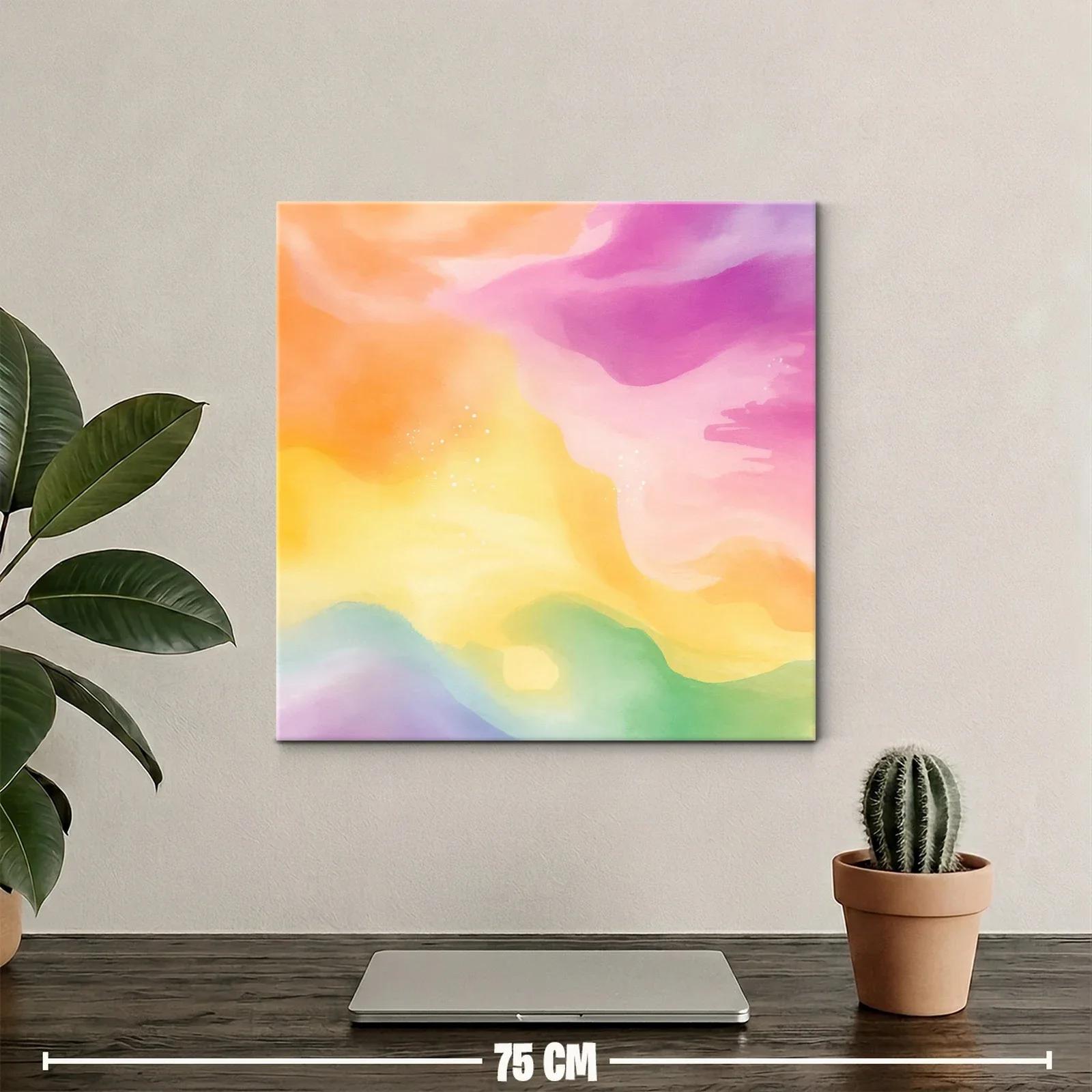 Cuadro abstracto con tonos pastel vibrantes y suaves — miniatura 2