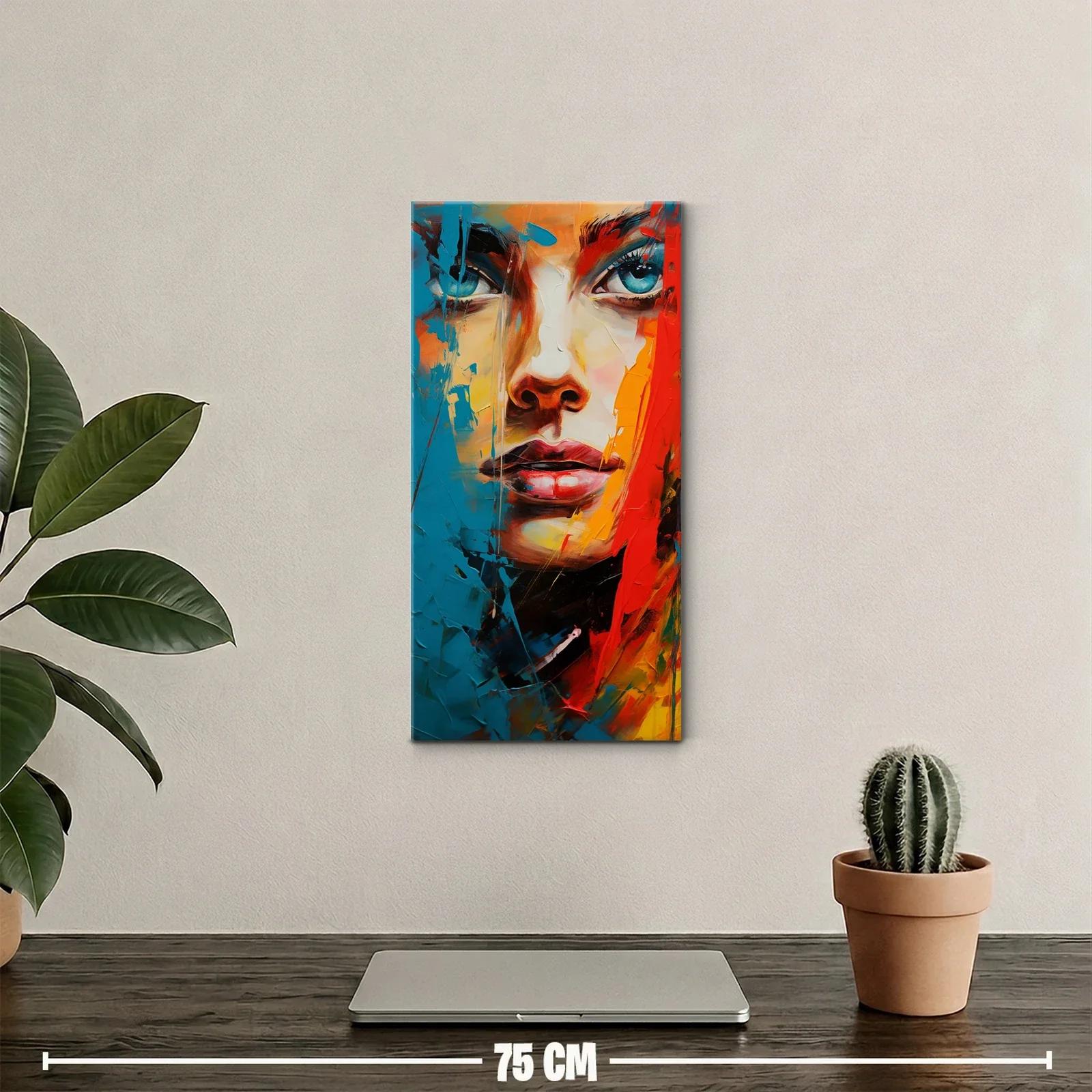 Cuadro rostro de mujer con labios rojos y ojos azules — miniatura 2