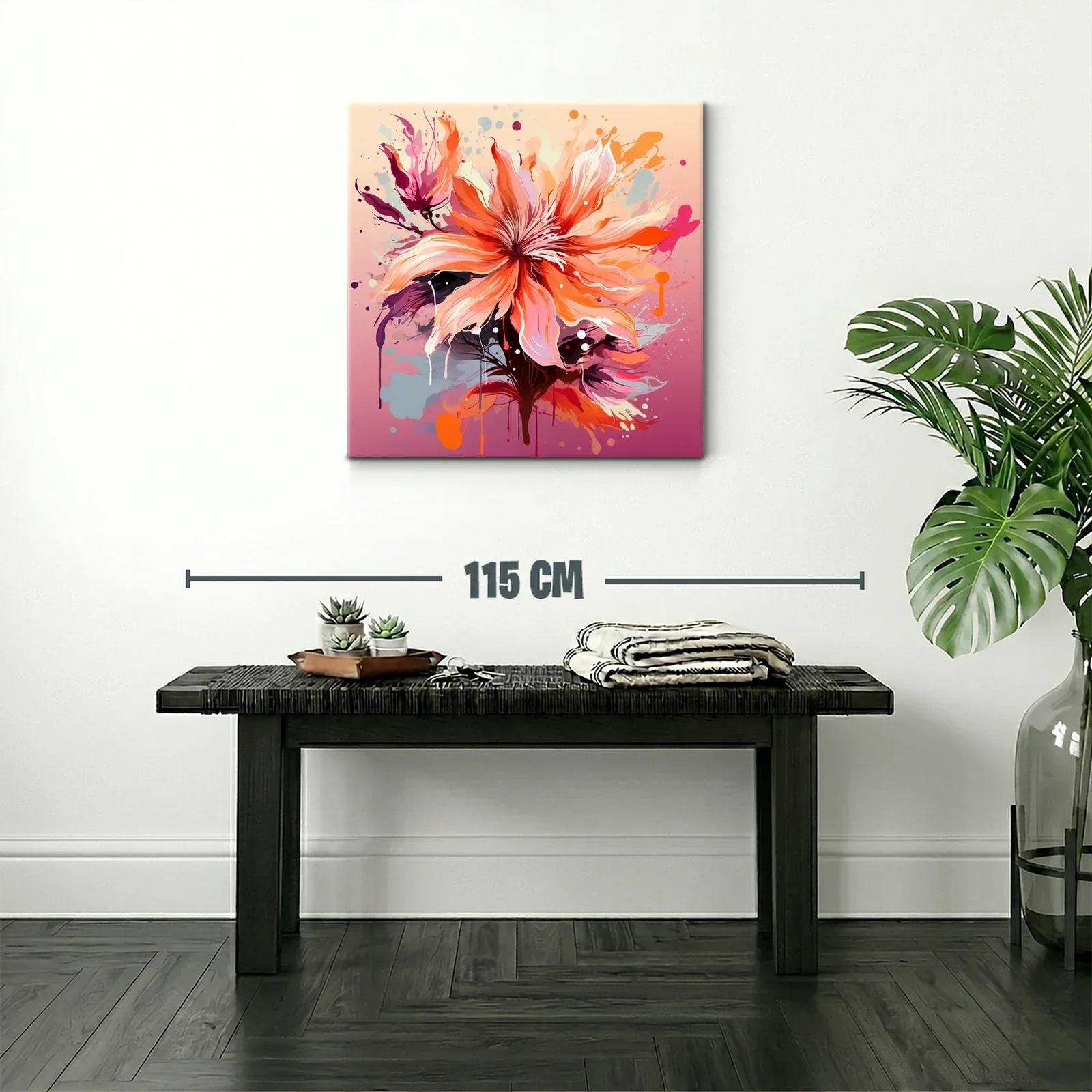 Cuadro floral vibrante con tonos cálidos y modernos — miniatura 2
