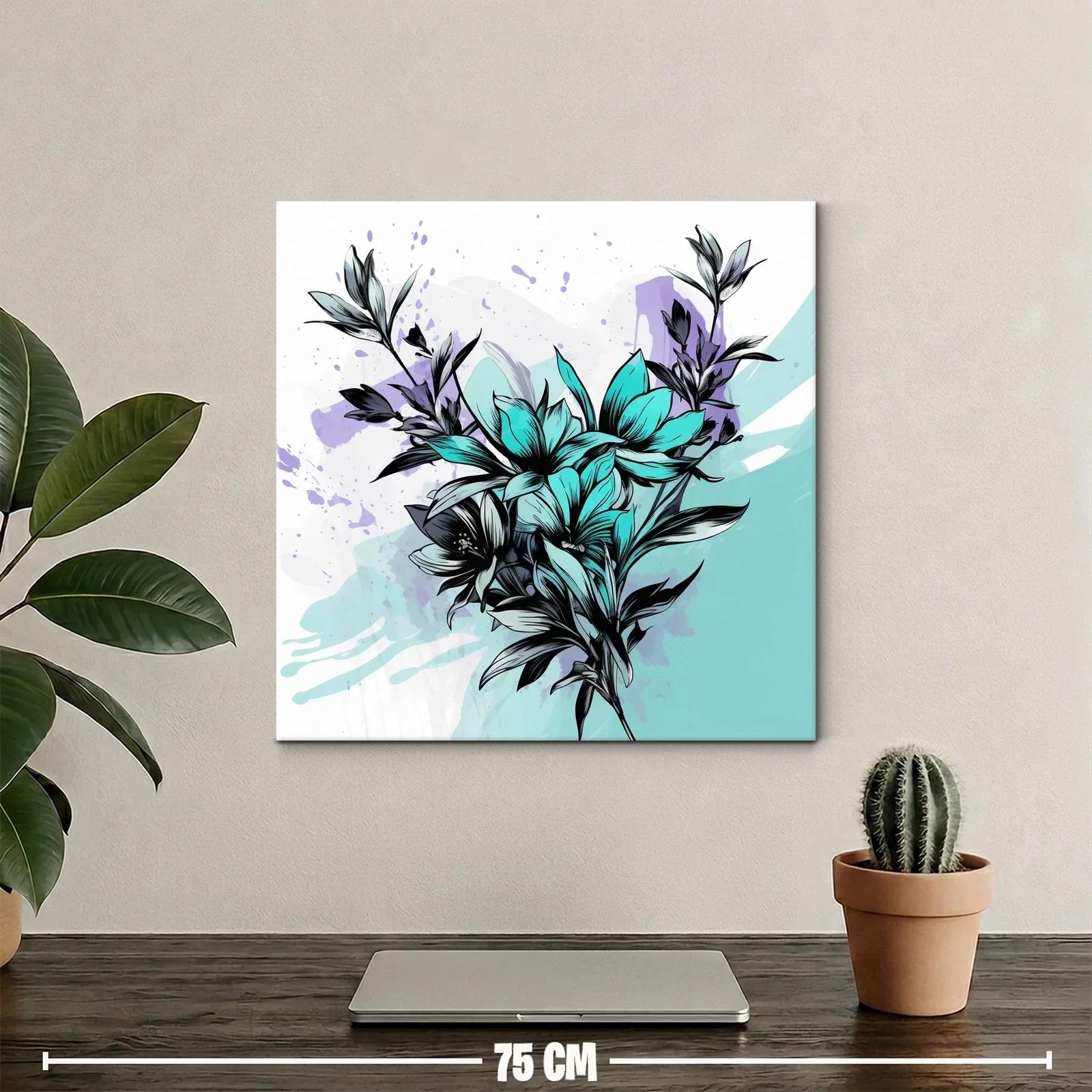 Ramo de flores con toques turquesa y lavanda vibrante — miniatura 2