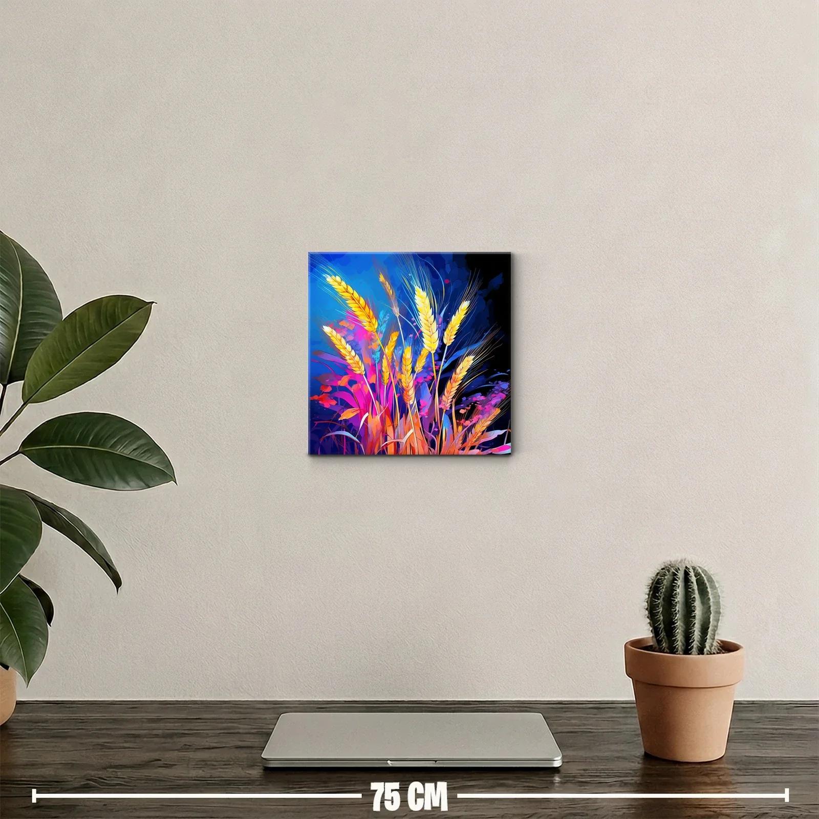 Trigo dorado con vibrantes tonos azul y rosa para decorar — miniatura 2
