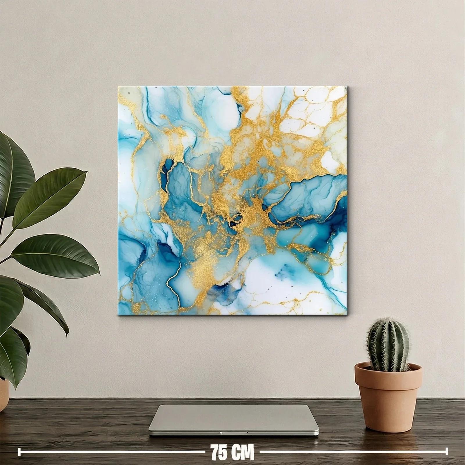 Abstracción elegante en azul con detalles dorados brillantes — miniatura 2