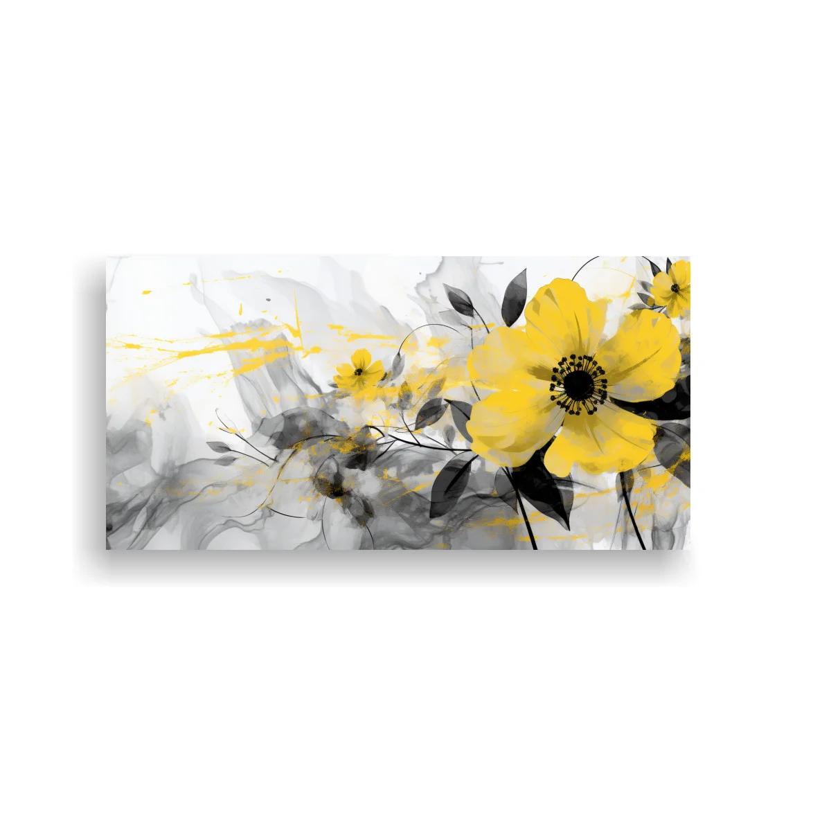 Cuadro flor amarilla tipo anémona con fondo etéreo