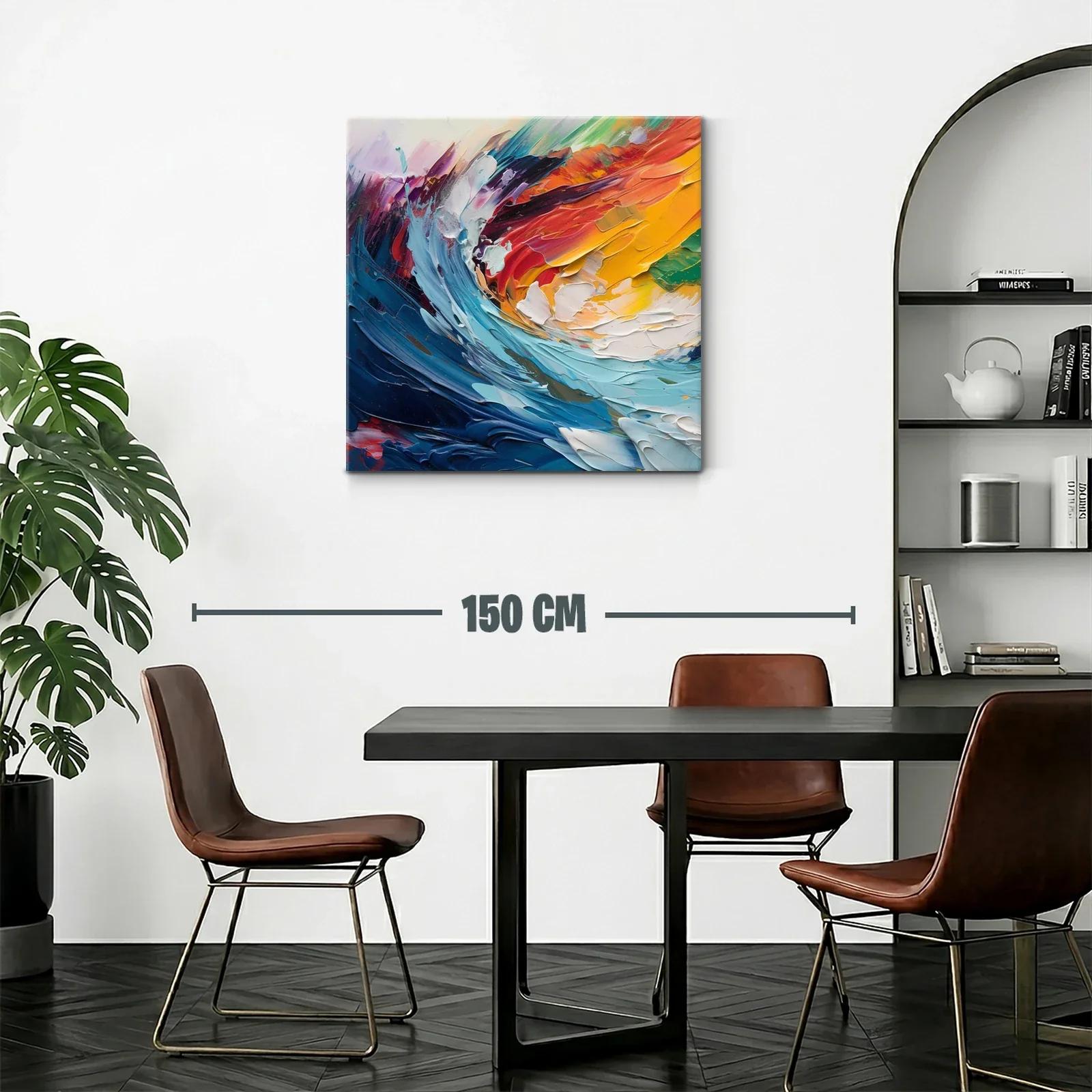 Cuadro abstracto en vibrantes tonos cálidos y fríos — miniatura 2