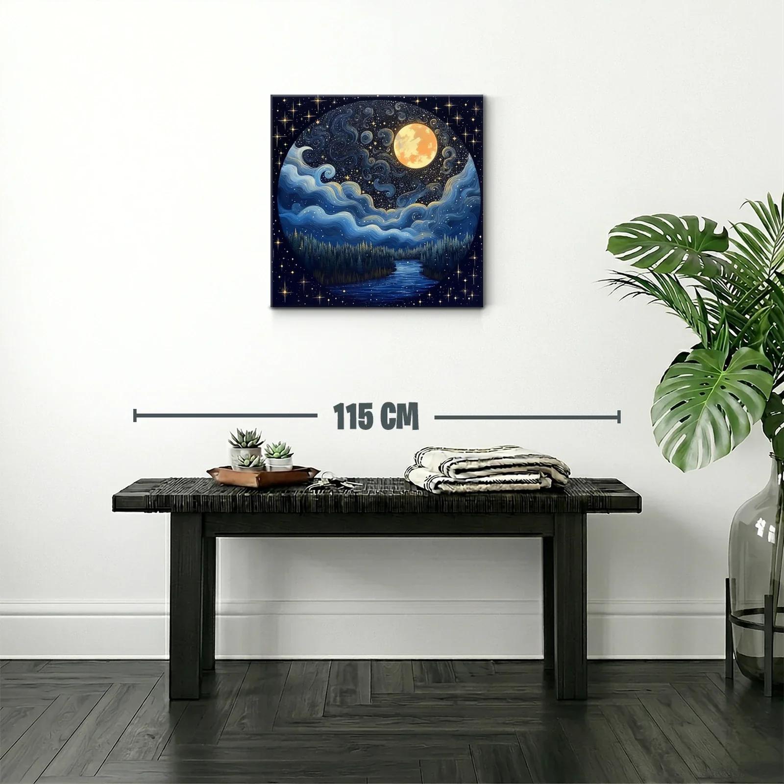 Paisaje nocturno con luna llena y cielo estrellado — miniatura 2