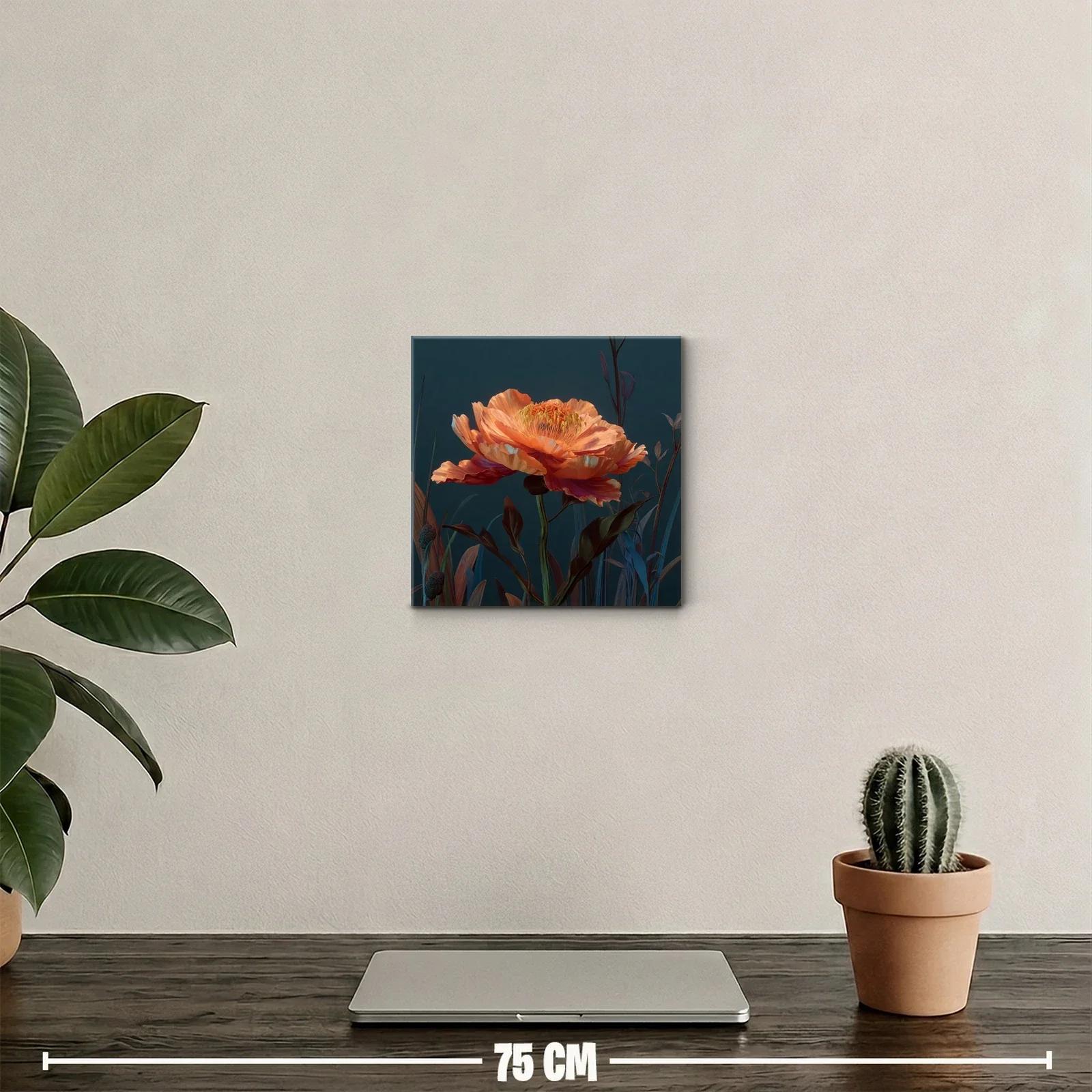 Flor vibrante en tonos cálidos sobre fondo oscuro — miniatura 2